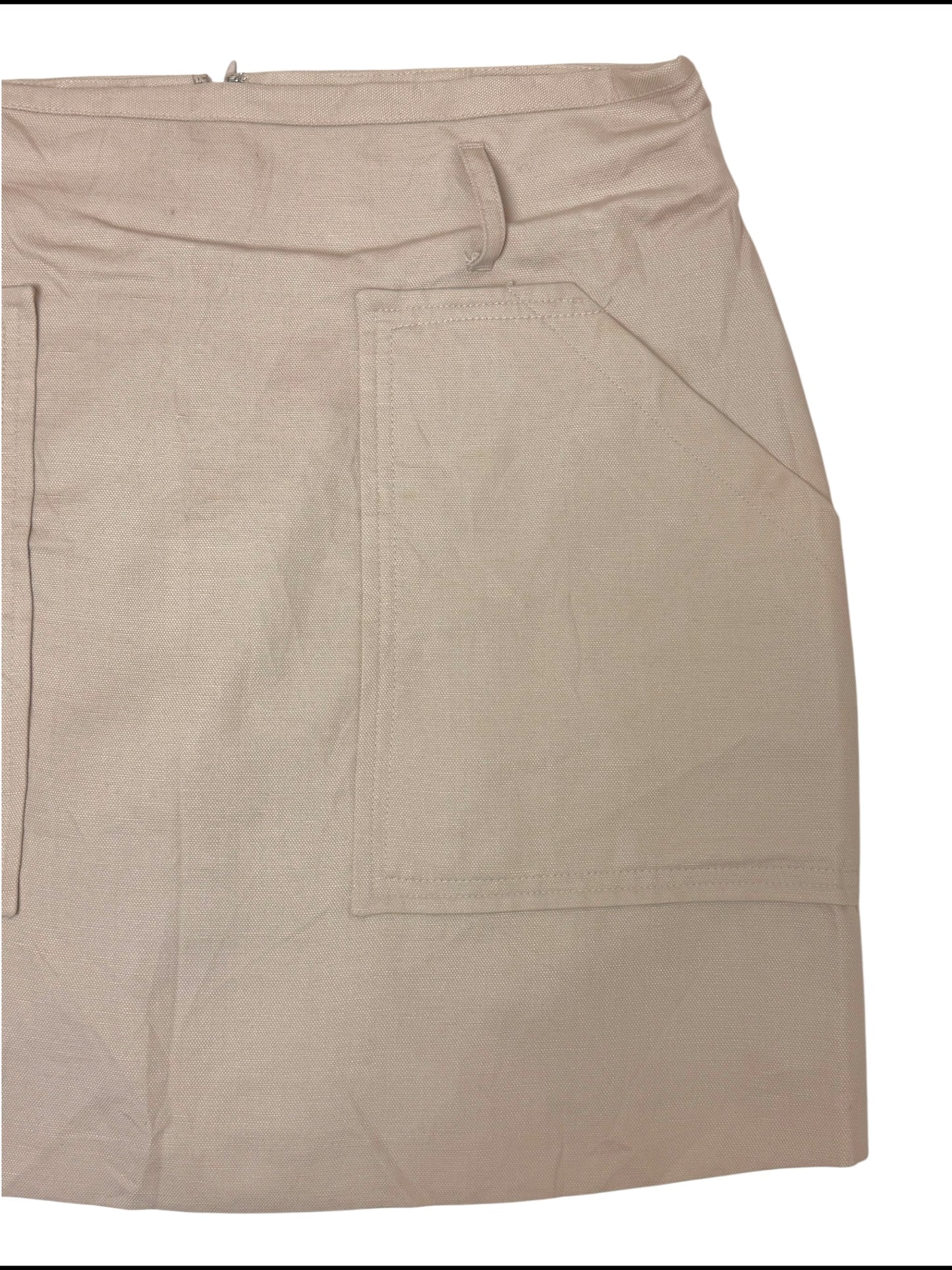 Witchery Linen-Tencel Oat Beige Mini Skirt with Front Pockets
