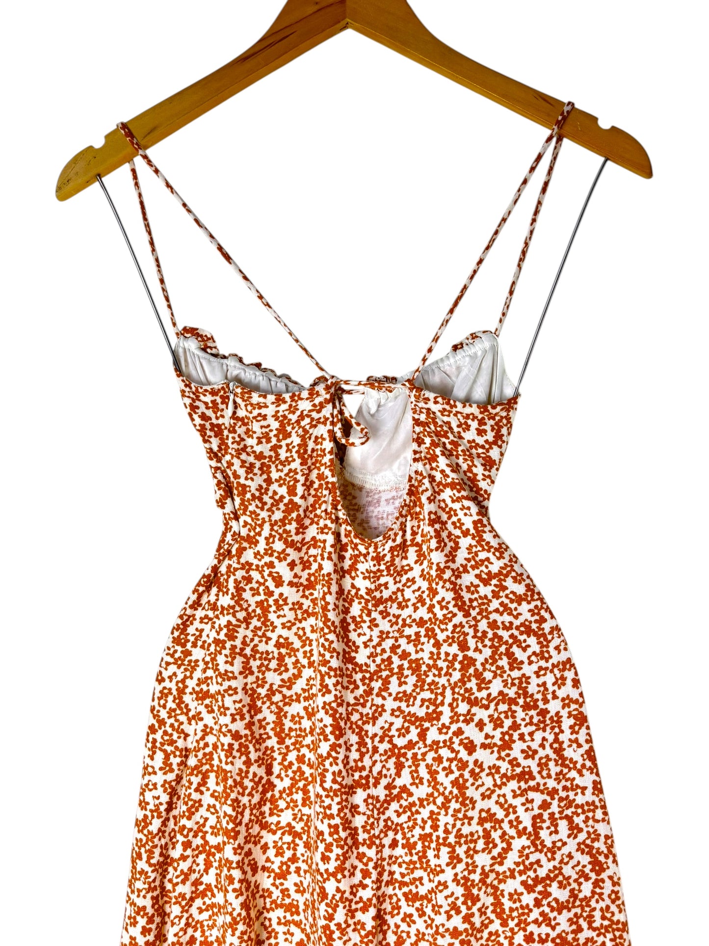 Strappy Micro Floral Midi Dress with Front Slit – Sleeveless Summer Style