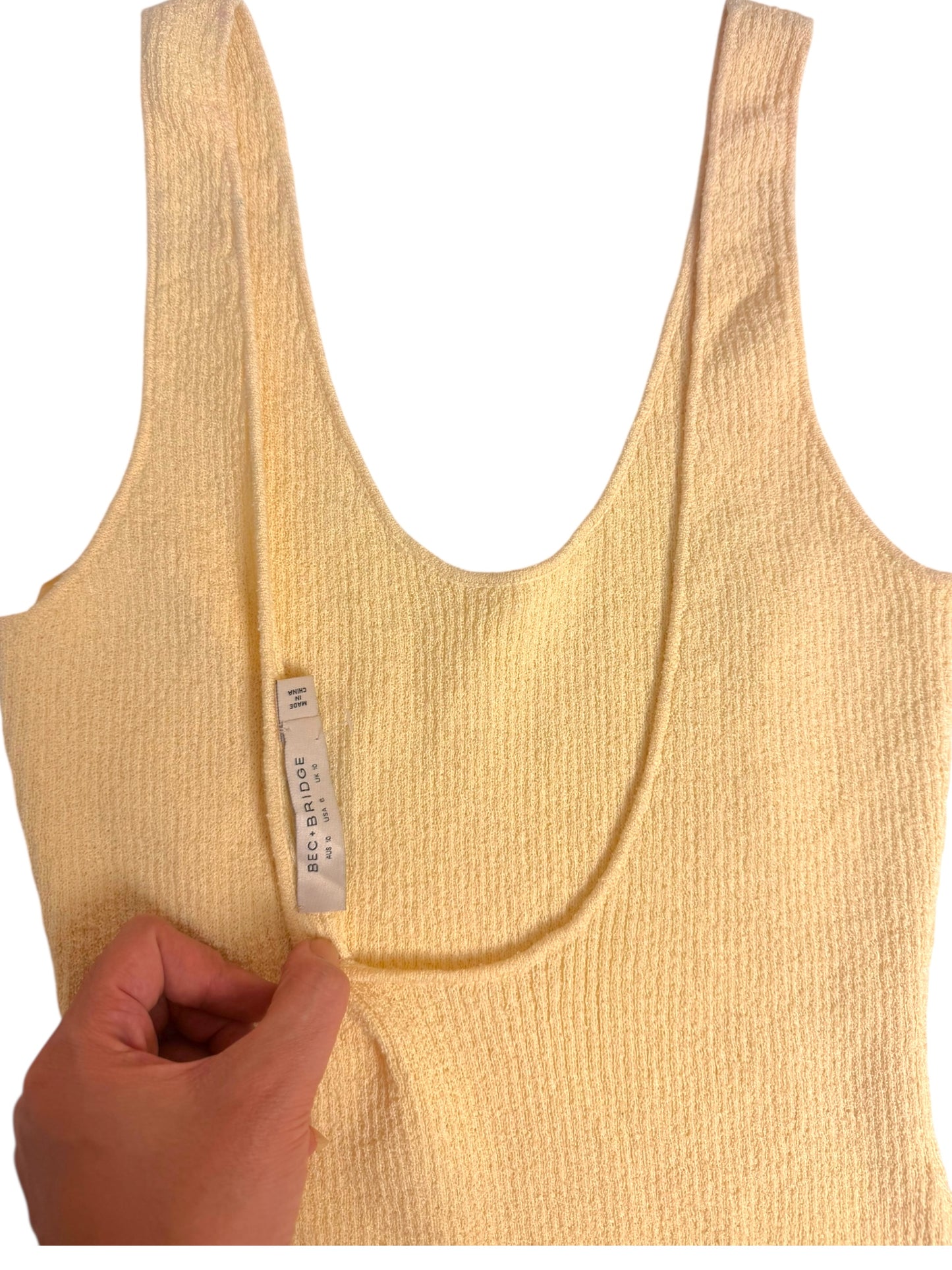 Butter Yellow Knit Bodycon Sleeveless Dress