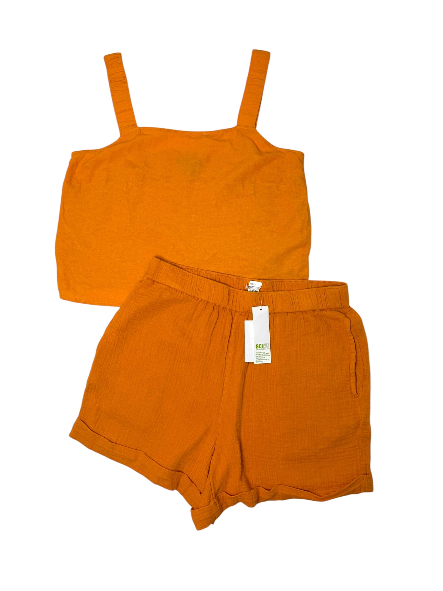 Yellow-Orange Cotton Muslin Shorts – Relaxed Summer Fit
