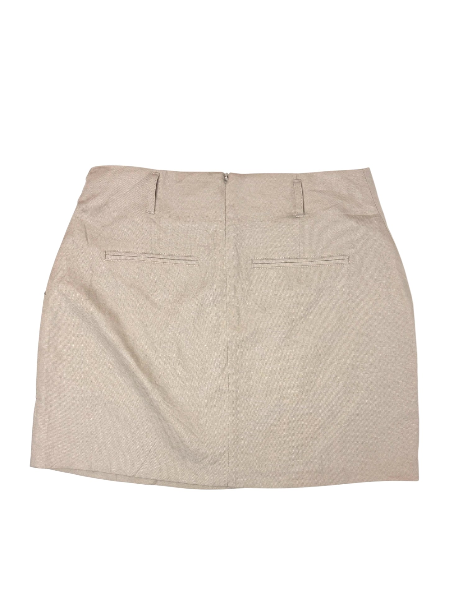 Witchery Linen-Tencel Oat Beige Mini Skirt with Front Pockets