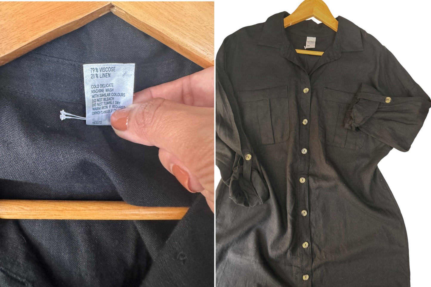 Anko Black Long Sleeve Shirt Dress – UK14