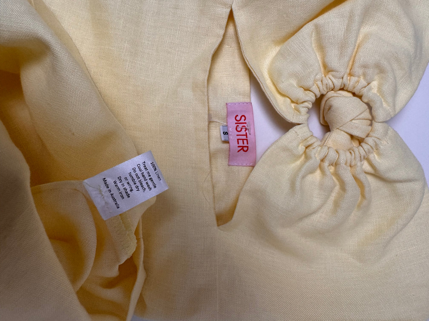 Butter Yellow Linen Cut-Out Spaghetti Strap Dress – Size S