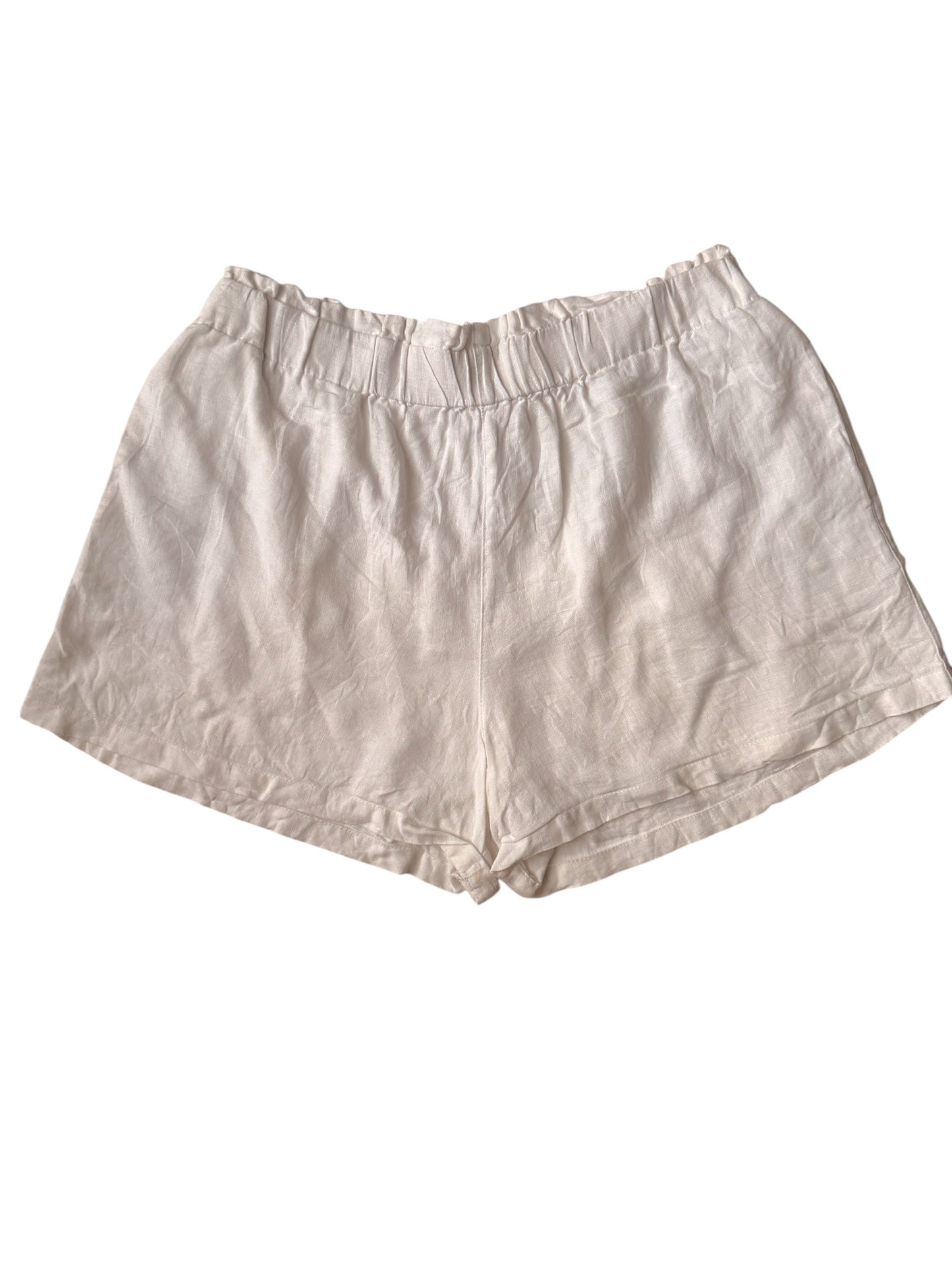 White Linen Relaxed Shorts - Small