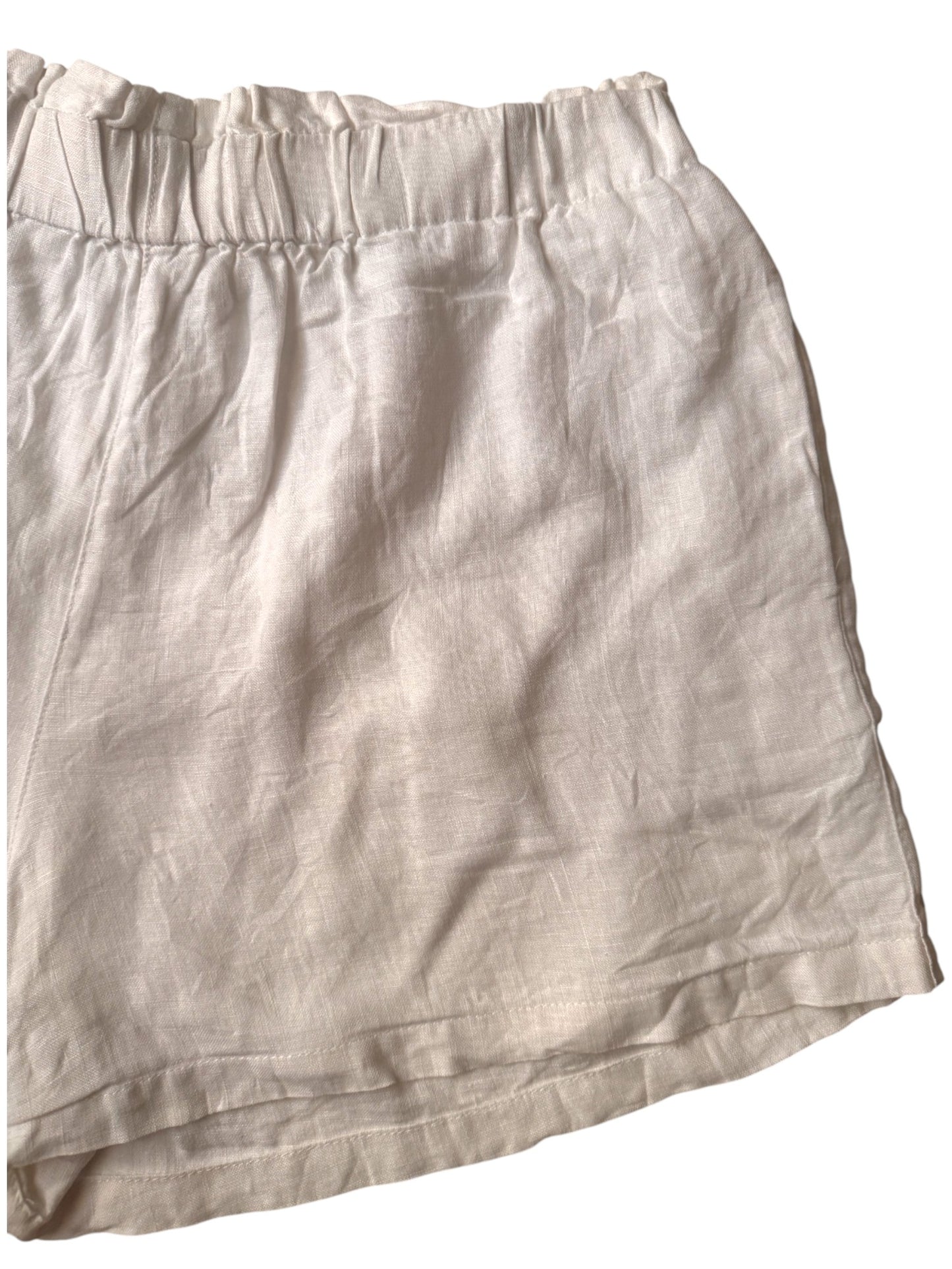 White Linen Relaxed Shorts - Small