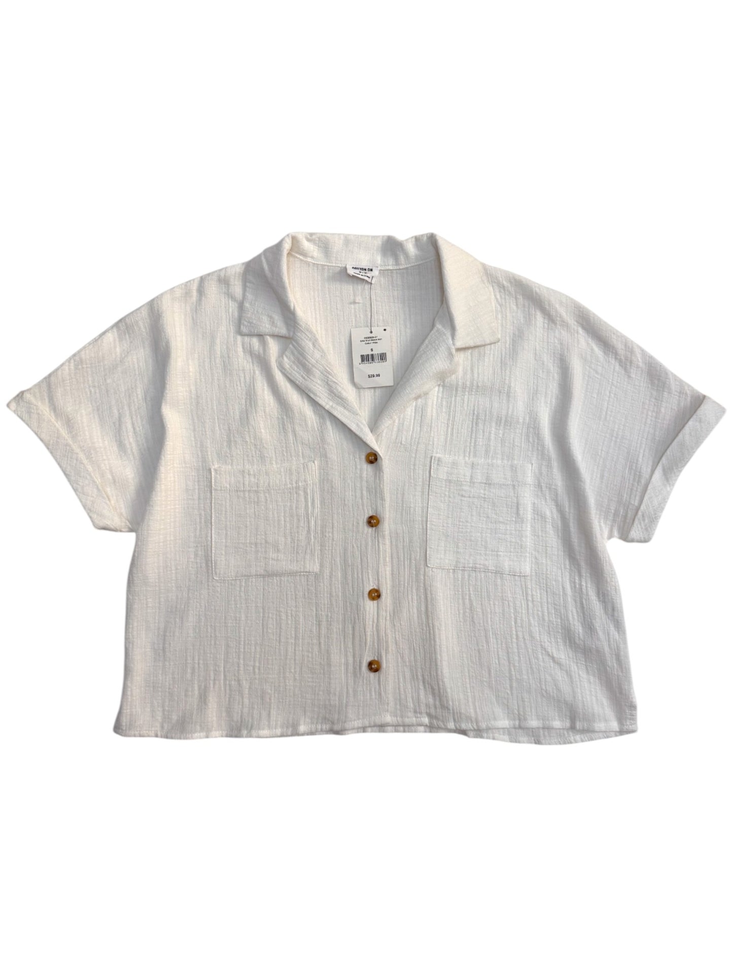 White Short Sleeve Button Down Cotton Shirt – Thrifted Classic