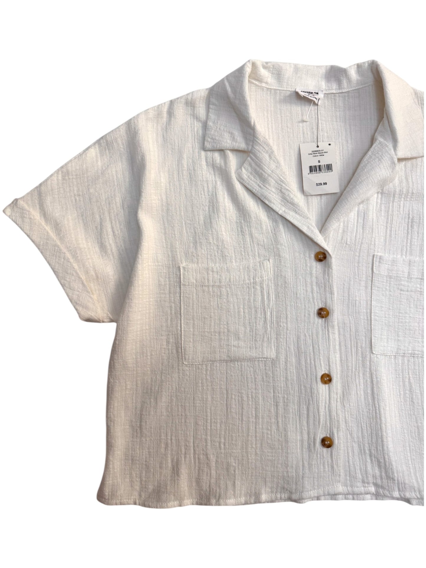 White Short Sleeve Button Down Cotton Shirt – Thrifted Classic
