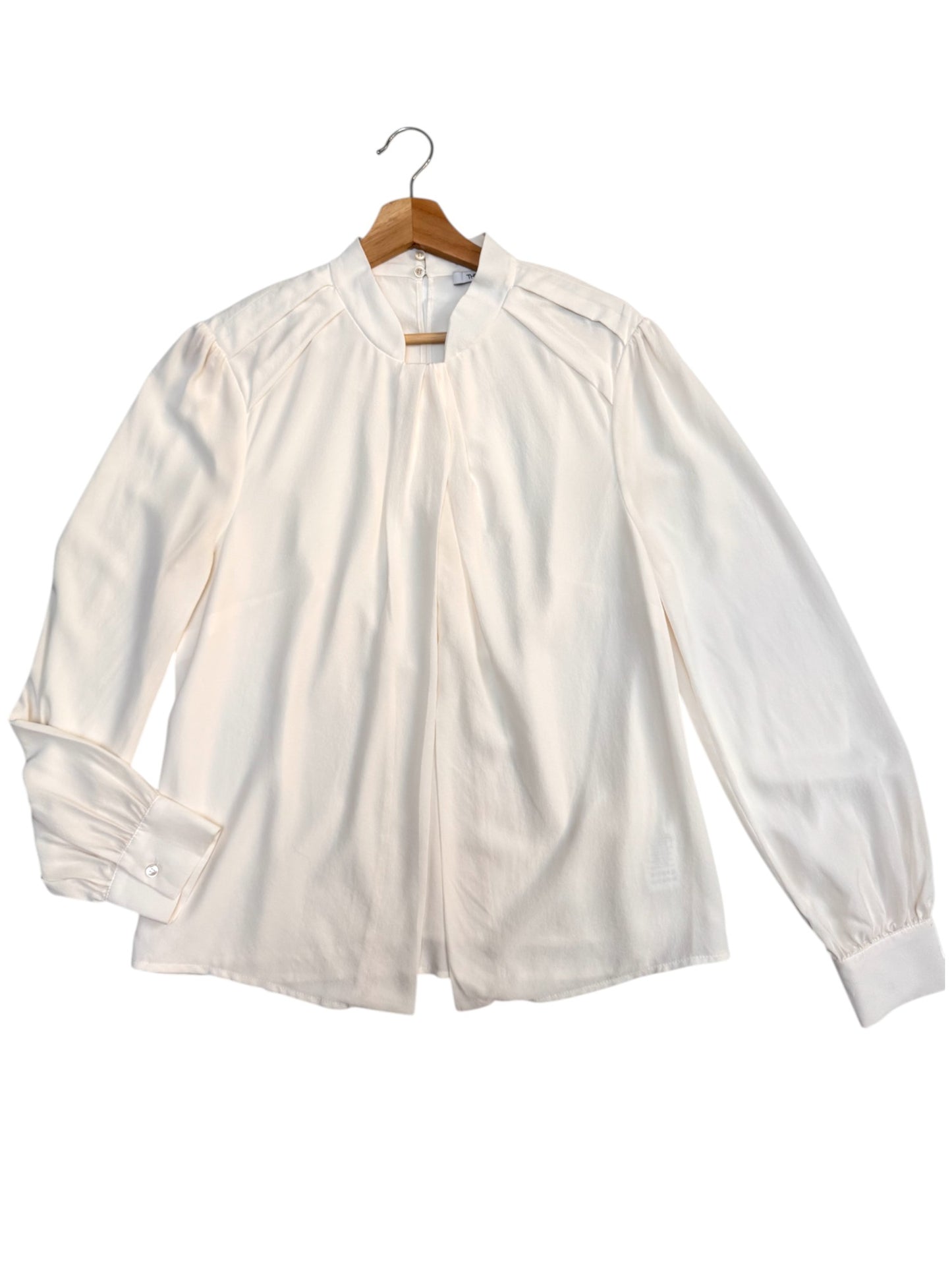 The Fold White 100% Silk Bishop Sleeve Office Top – UK 10