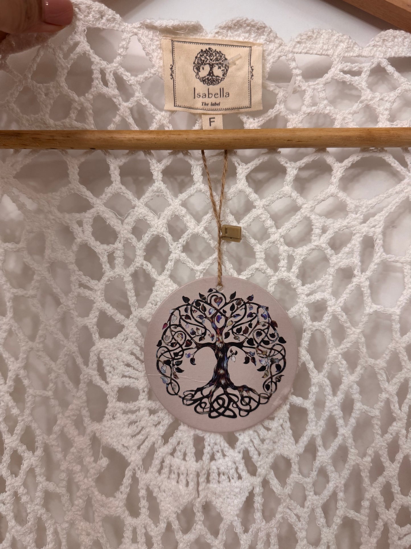 Isabella White Crocheted Maxi Kimono Cover Up – Free Size Cotton