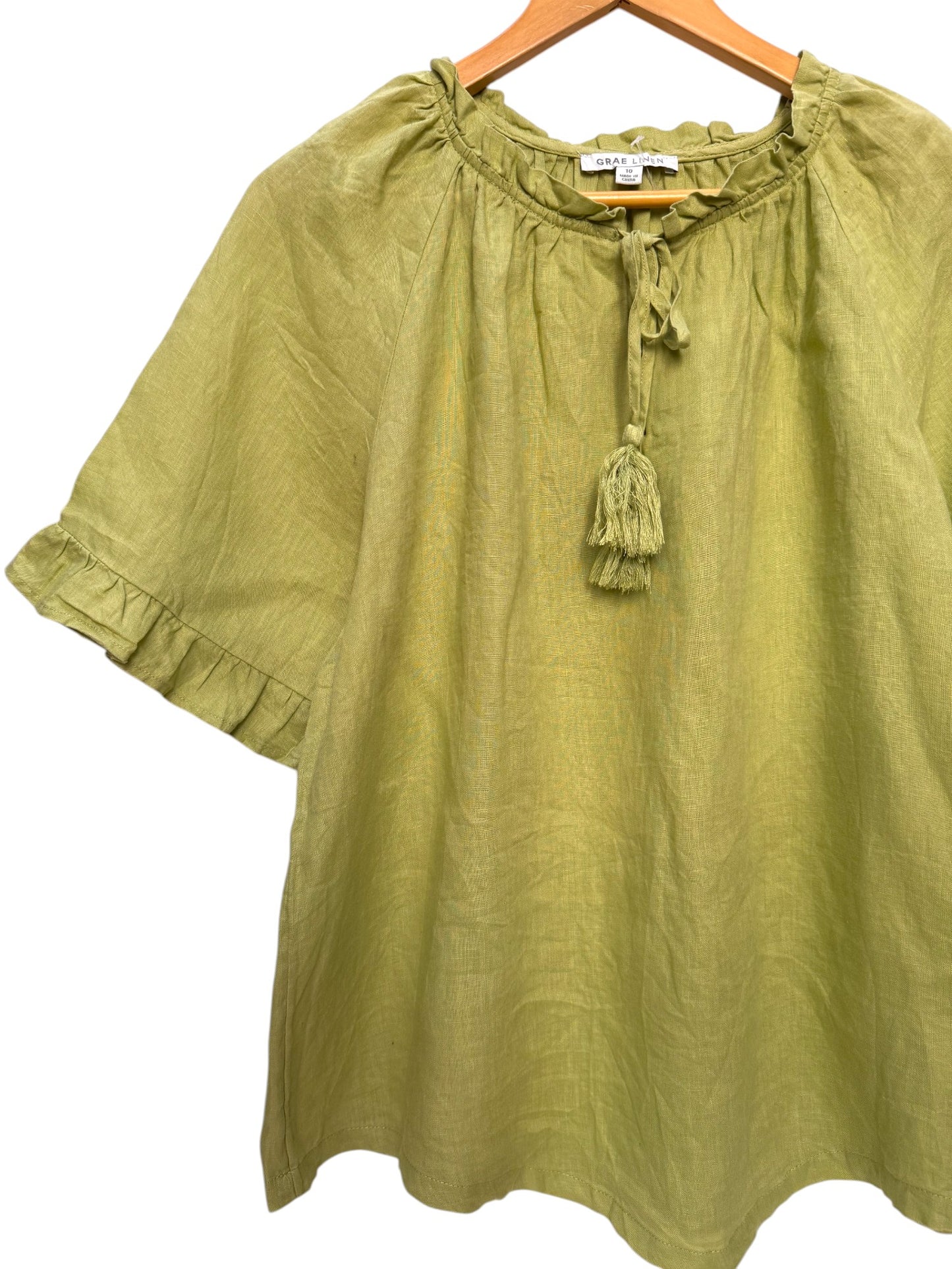 Grae Linen Avocado Green Relaxed Linen Top