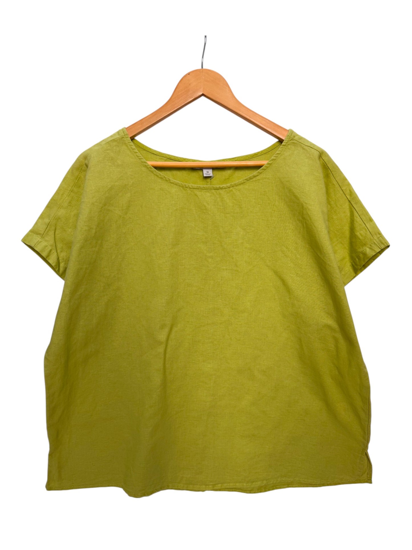 Linen Avocado Green Relaxed Linen Boxy Top