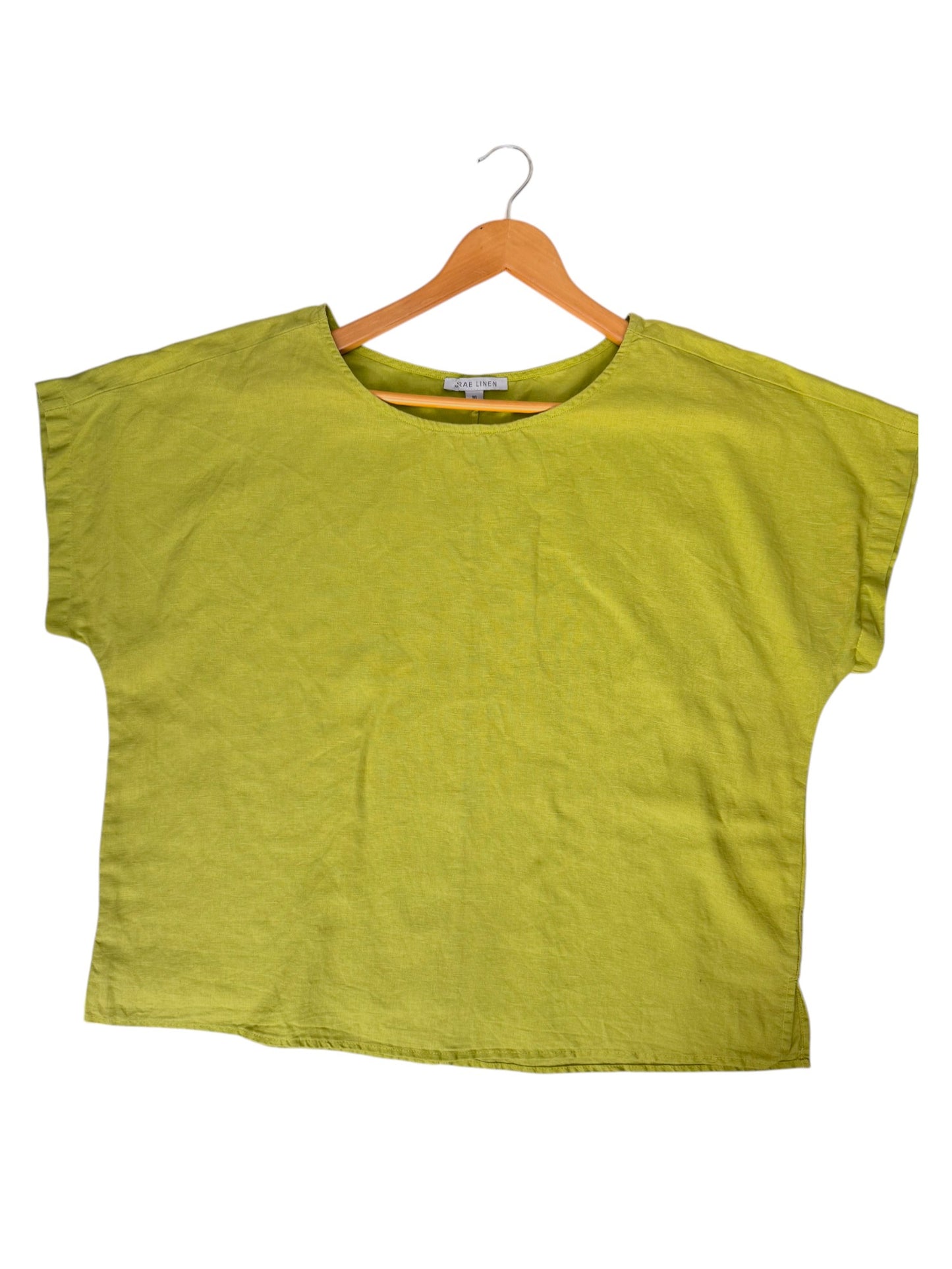 Linen Avocado Green Relaxed Linen Boxy Top