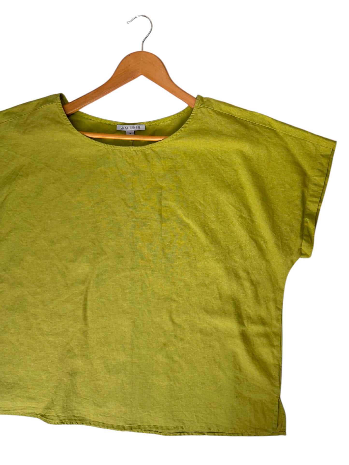 Linen Avocado Green Relaxed Linen Boxy Top