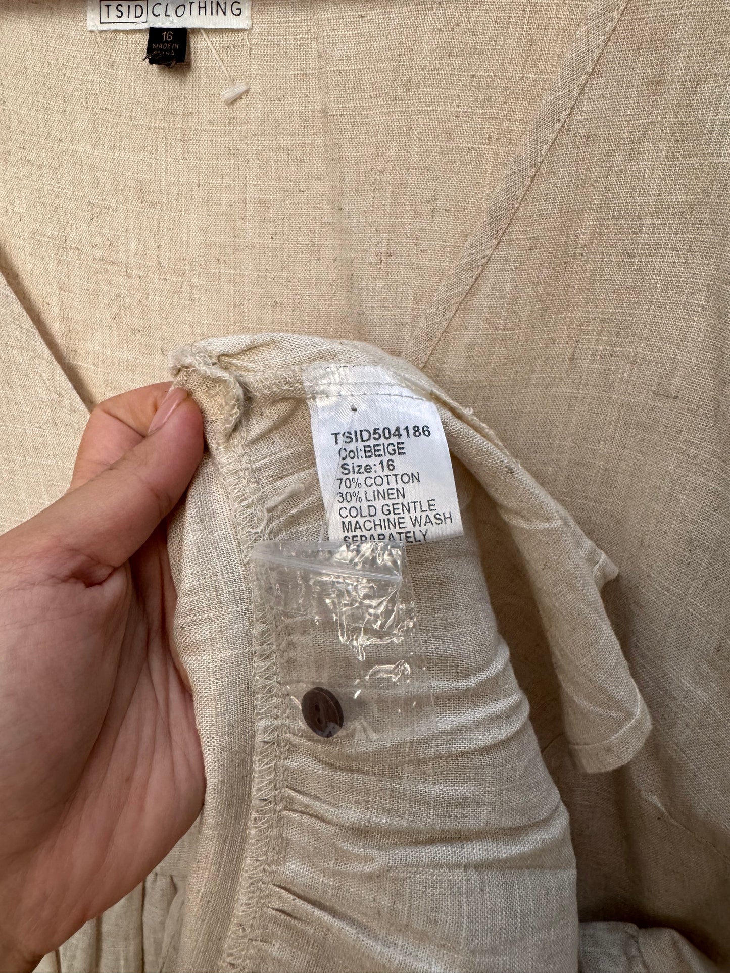 Oat Linen Blend Short Sleeve Dress – Relaxed Baby Doll Fit