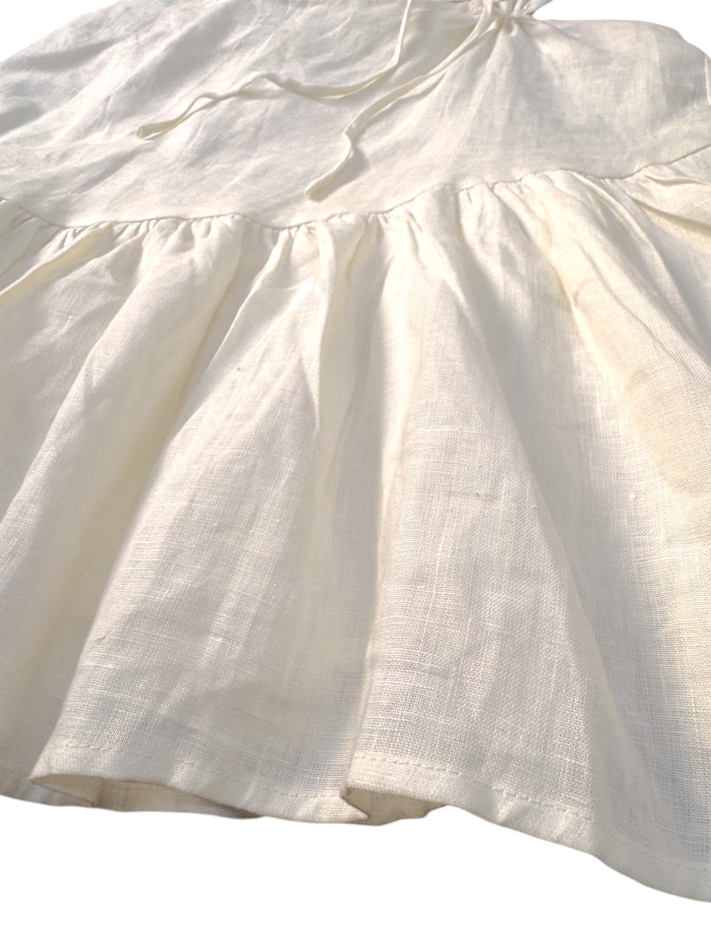 AERE White Linen Cut-Out Waist Summer Dress