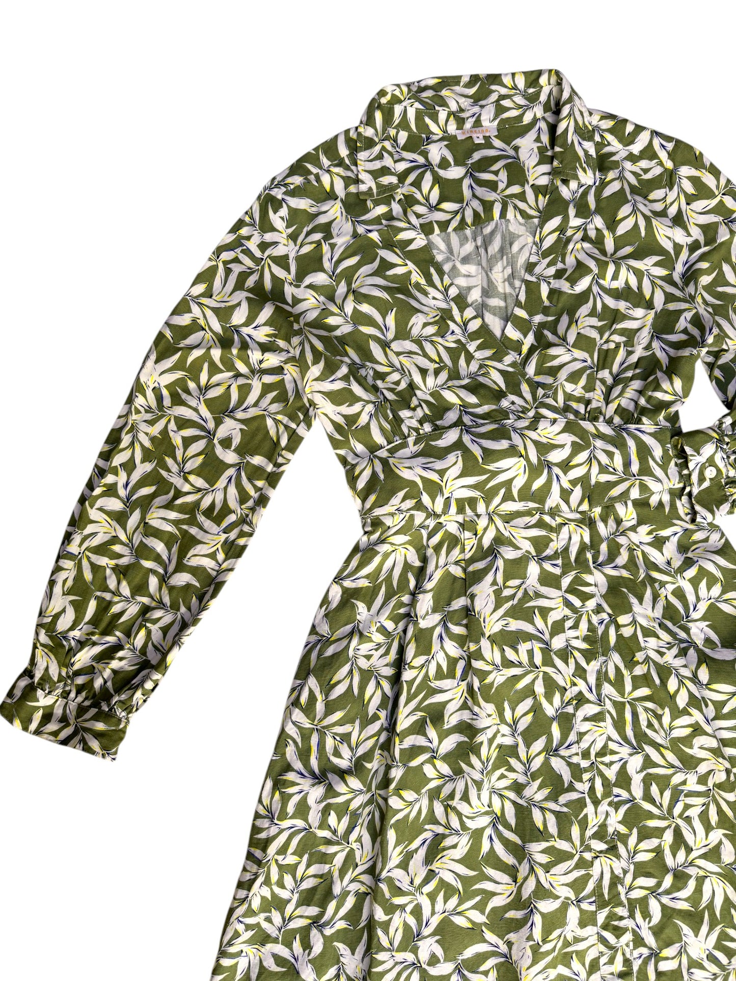 Kereina Summer Green Floral A-Line Dress – Faux Kimono Style