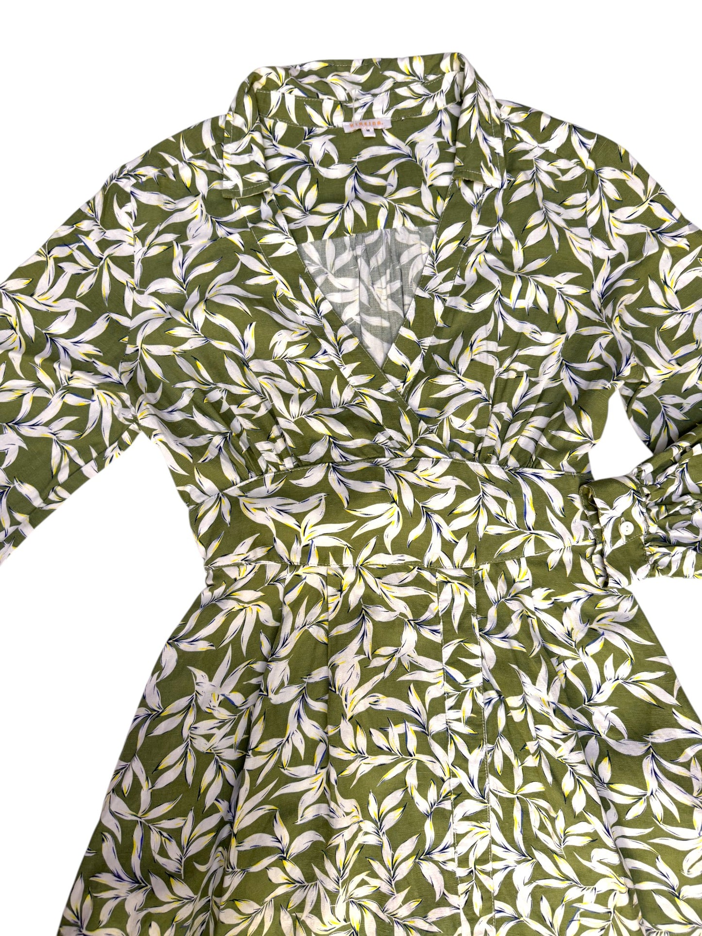 Kereina Summer Green Floral A-Line Dress – Faux Kimono Style