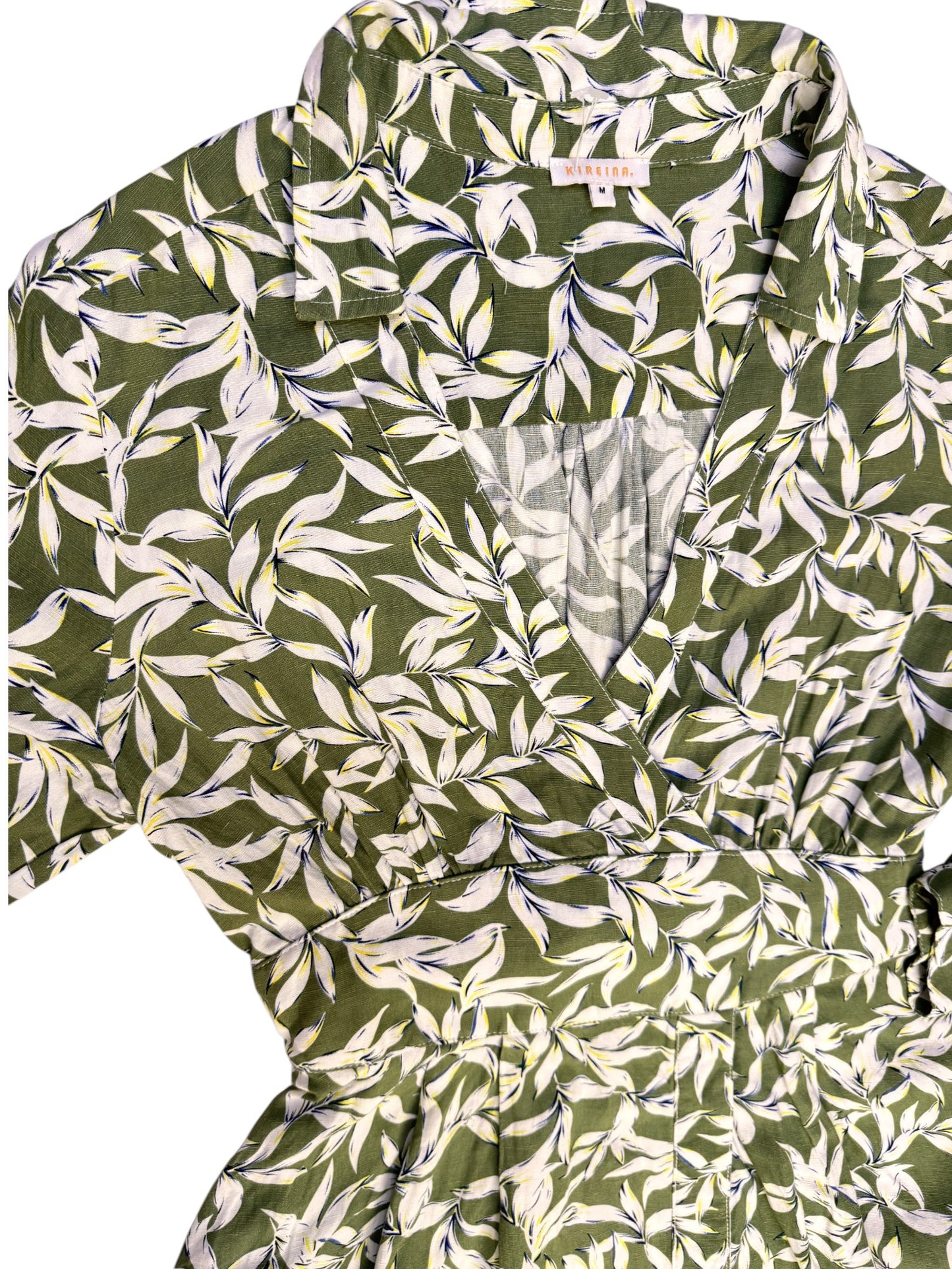 Kereina Summer Green Floral A-Line Dress – Faux Kimono Style