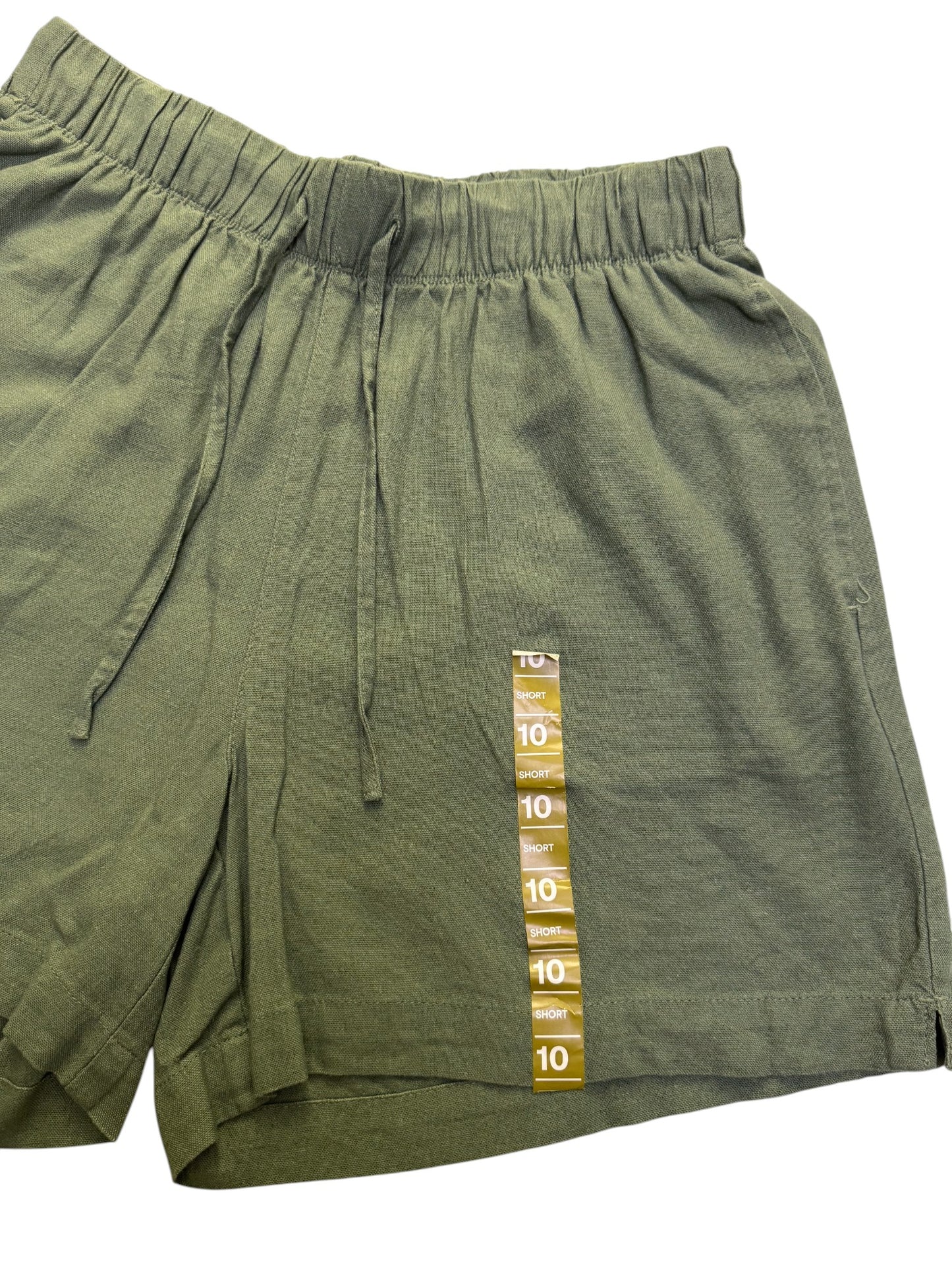 Moss Green Relaxed Linen Shorts