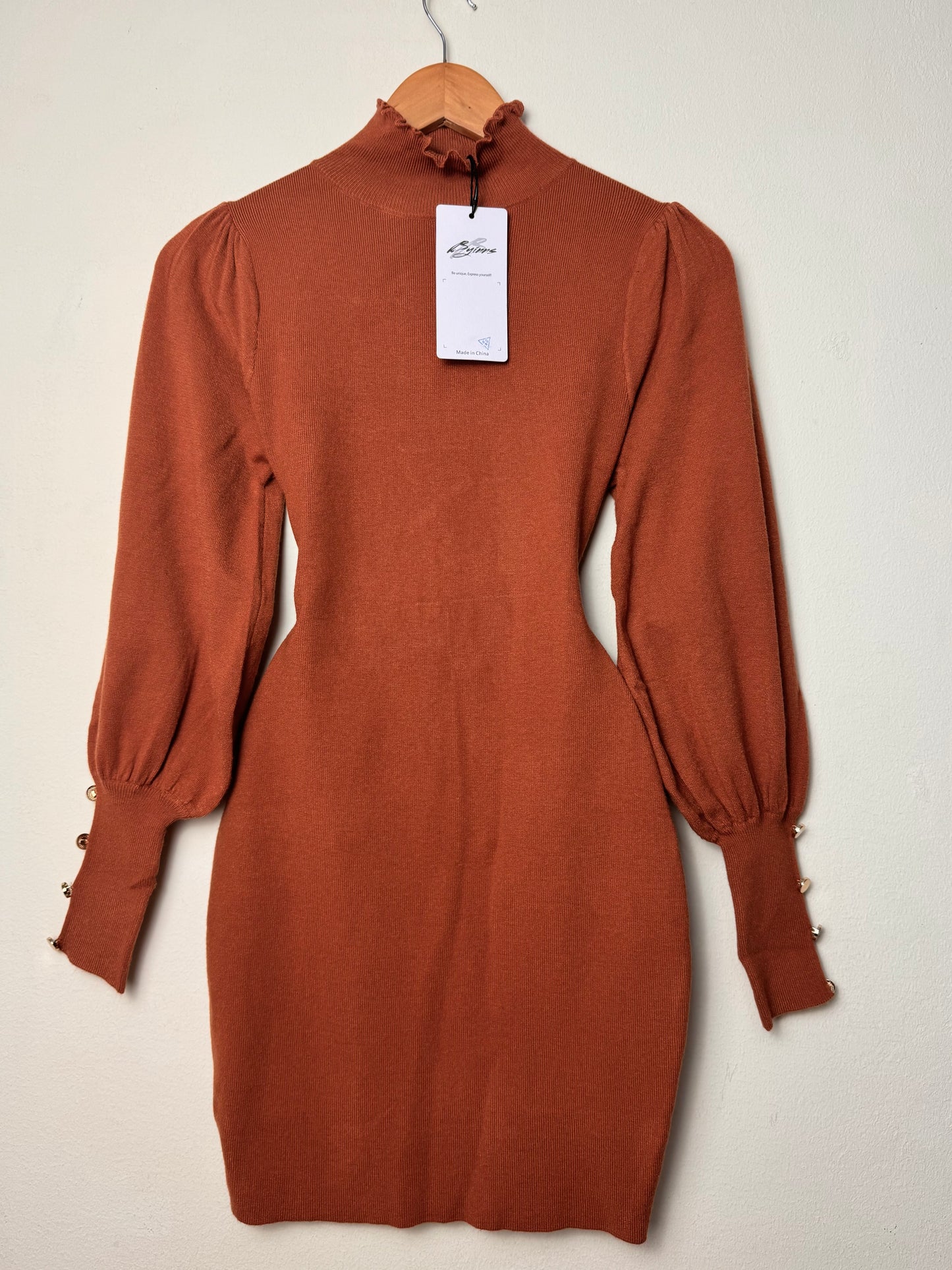 Terracotta Knitted Bodycon Dress