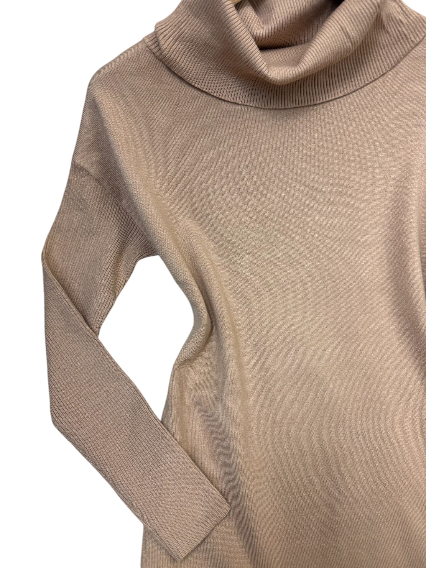 Beige Turtleneck Sweater Dress