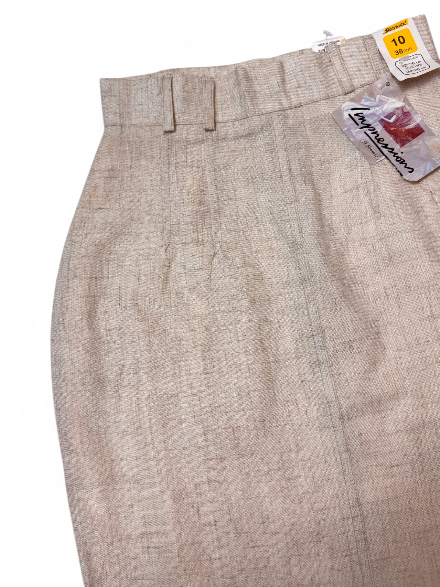 Vintage Oat-Colored Knee-Length Pencil Skirt