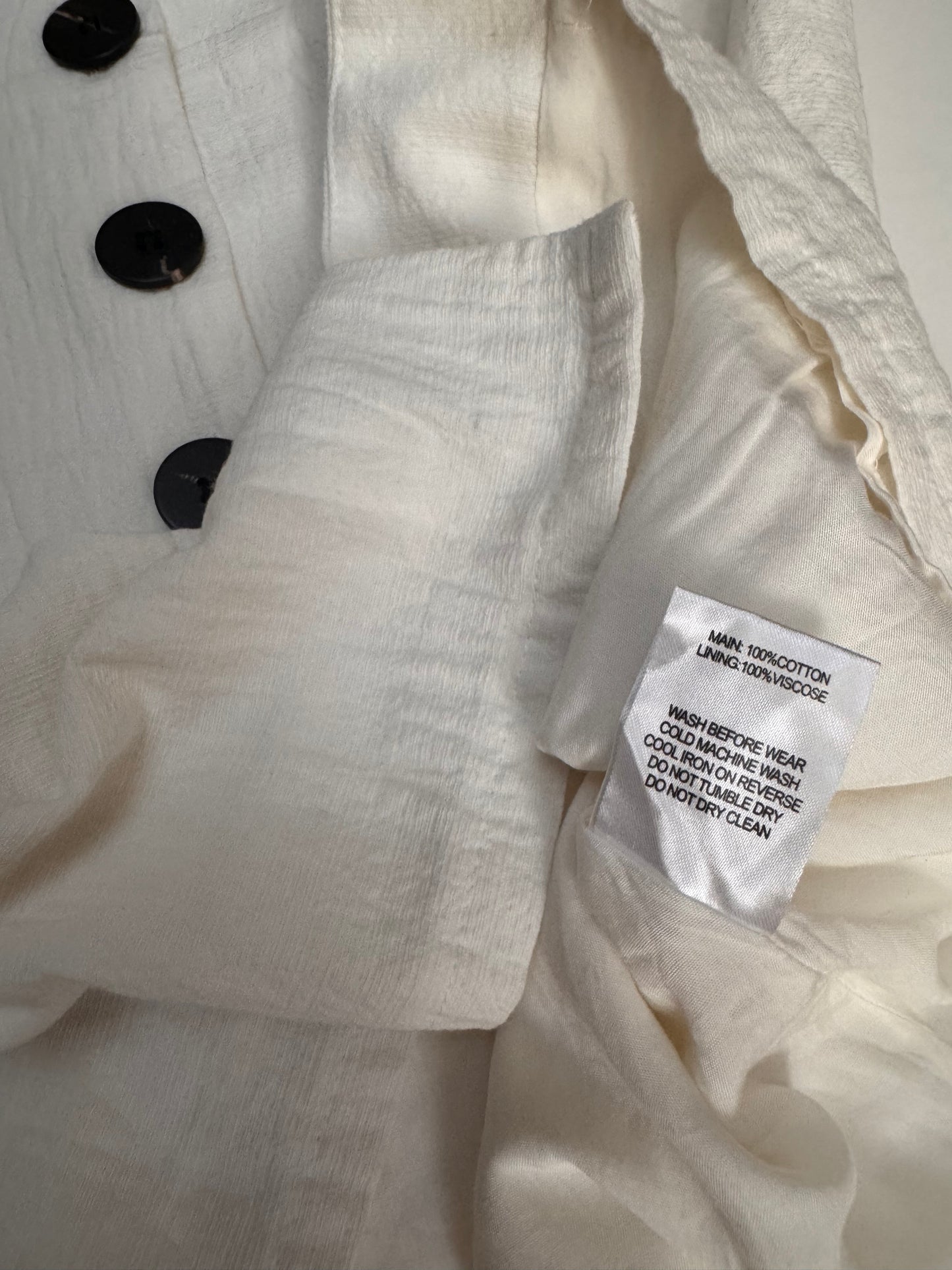 White Button Down Mini Dress | Linen-Textured Cotton V-Neck Summer Dress