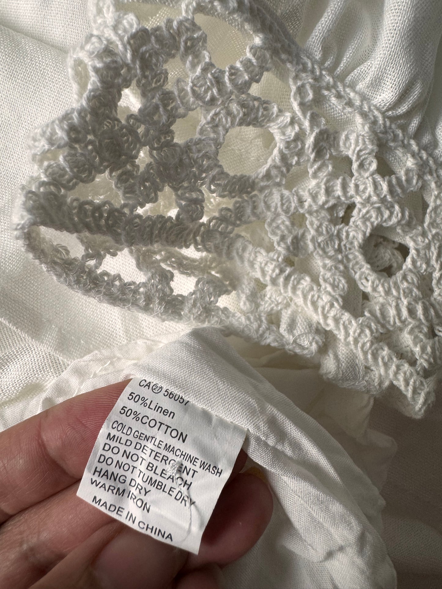 Linen Cotton Embroidered Tiered Dress – White