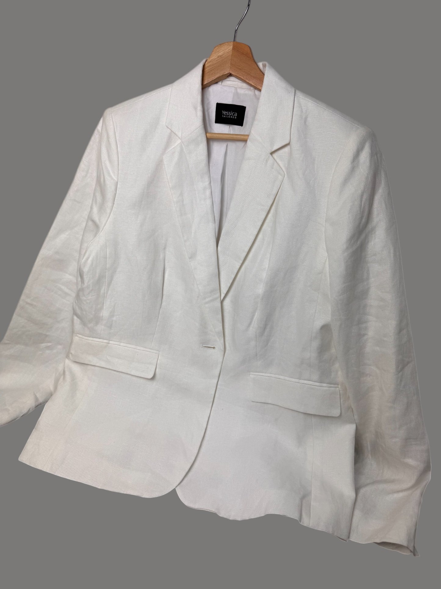 CA White Linen Tailored Jacket