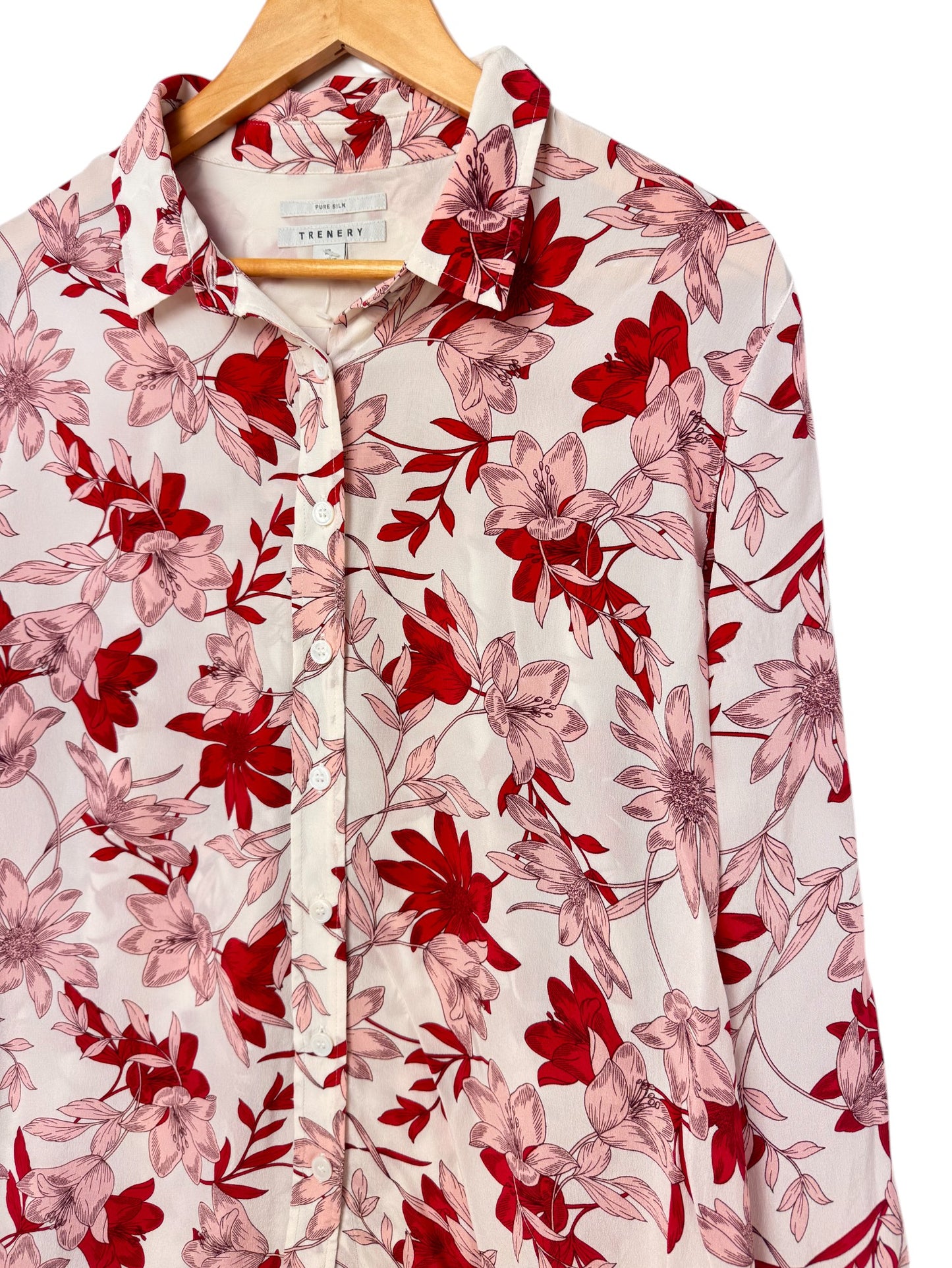 Pure Silk Long Sleeve Blouse/Floral Shirt