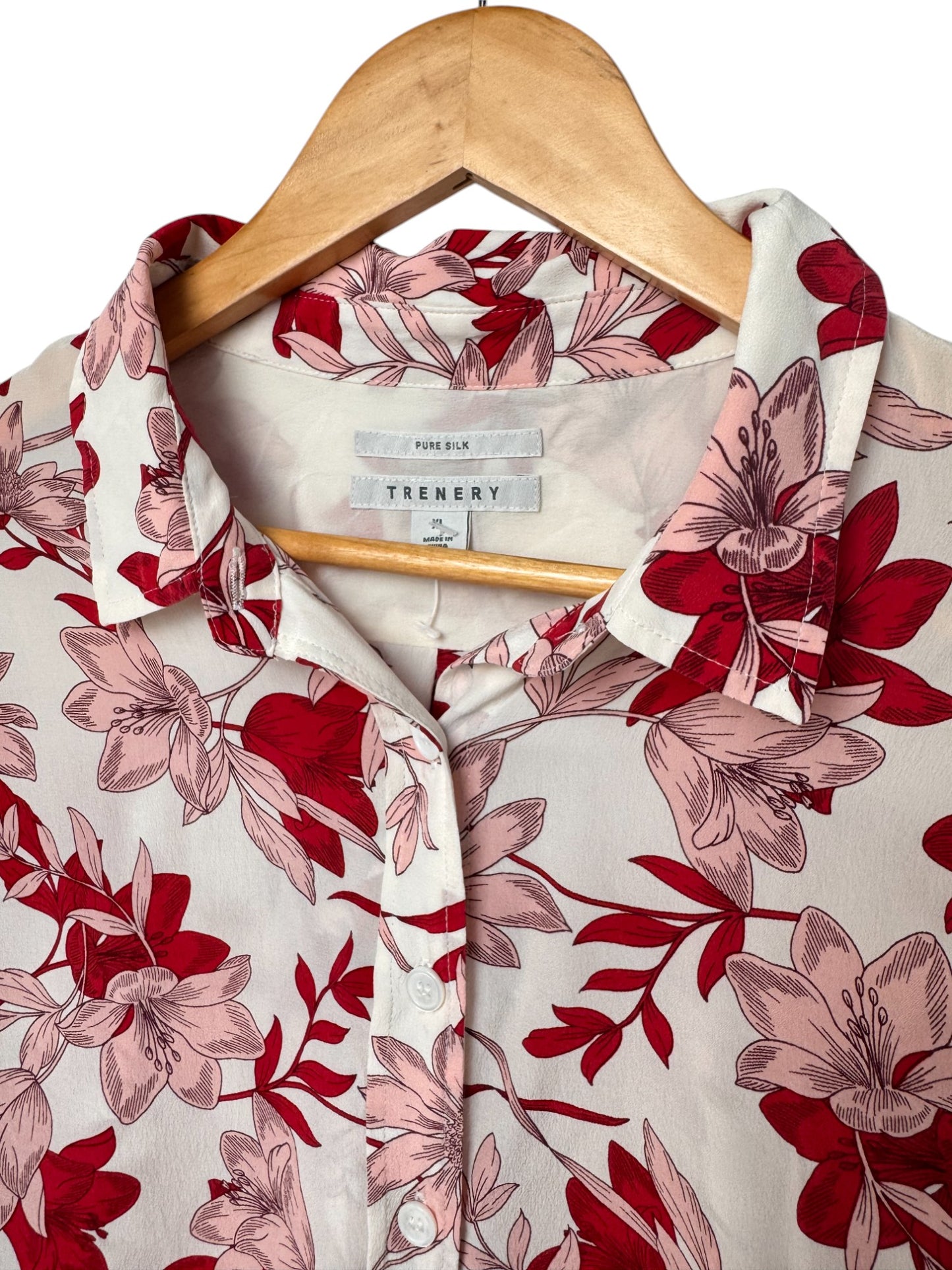 Pure Silk Long Sleeve Blouse/Floral Shirt