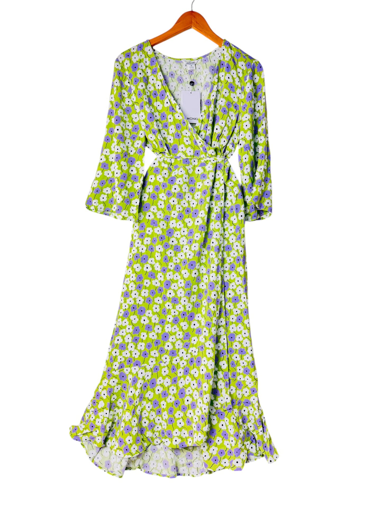 Monkl Green Floral Wrap Dress