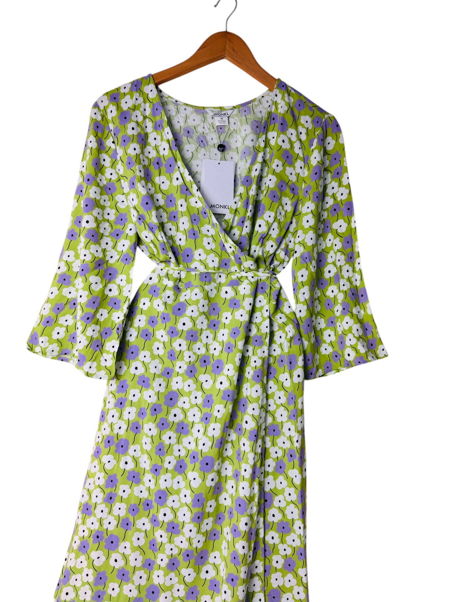 Monkl Green Floral Wrap Dress