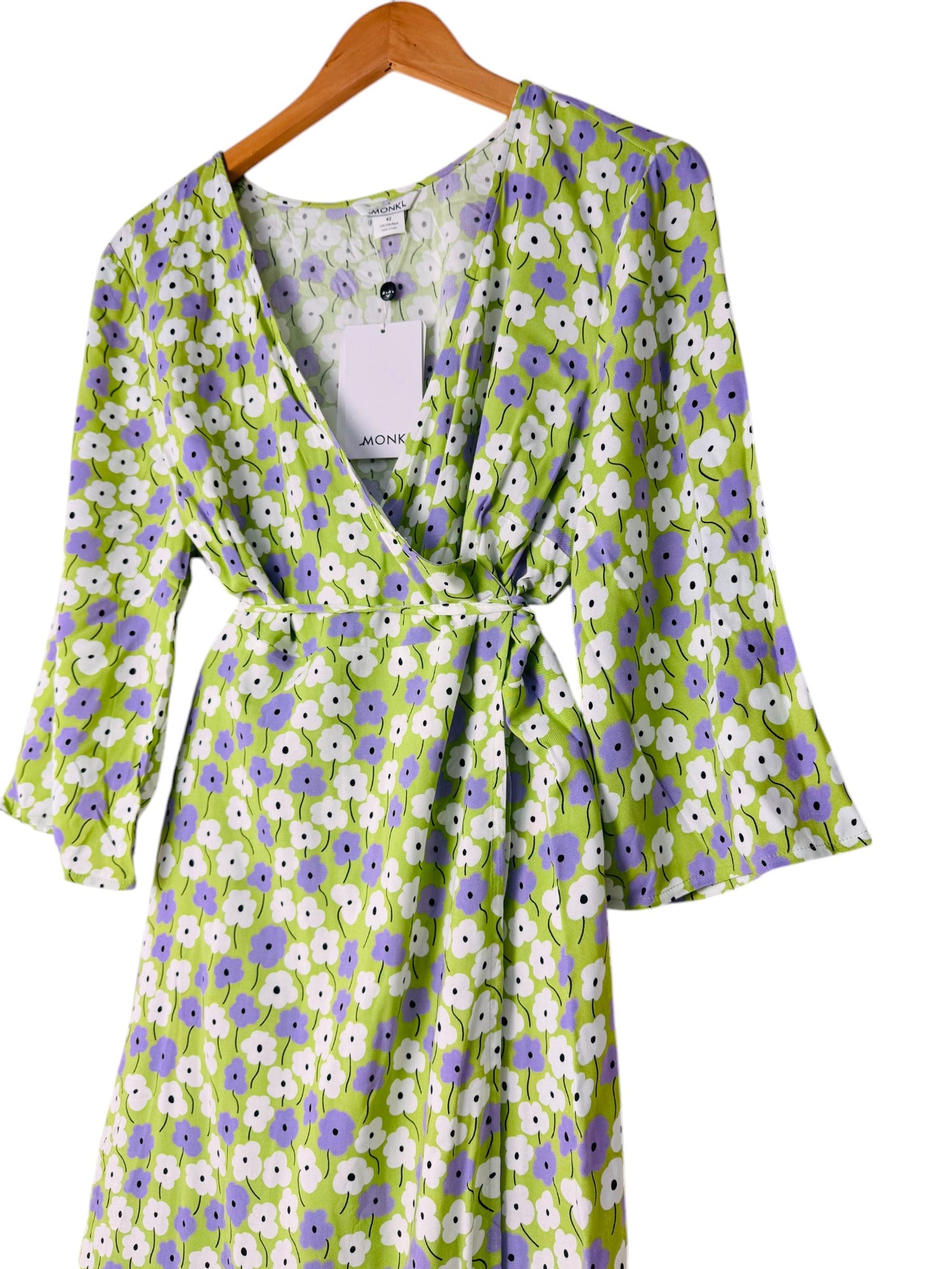 Monkl Green Floral Wrap Dress