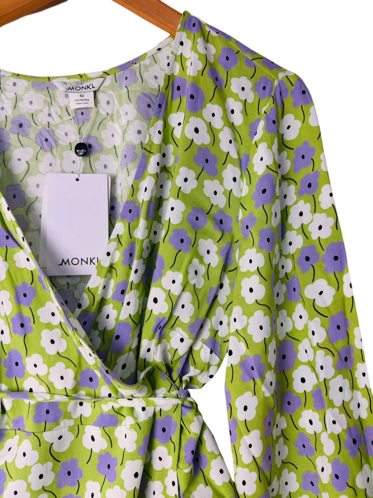 Monkl Green Floral Wrap Dress