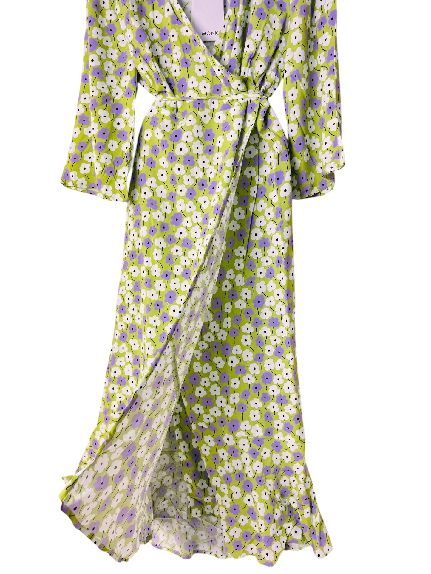 Monkl Green Floral Wrap Dress