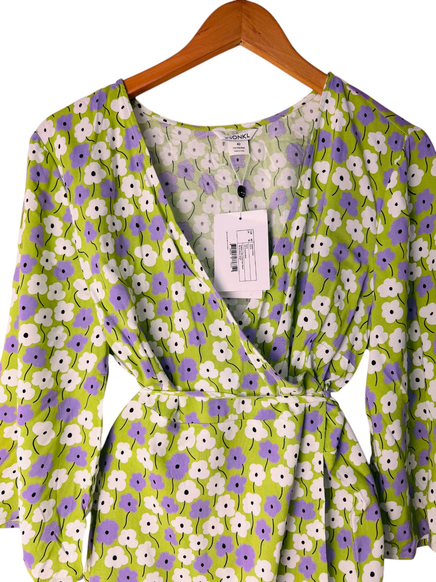 Monkl Green Floral Wrap Dress