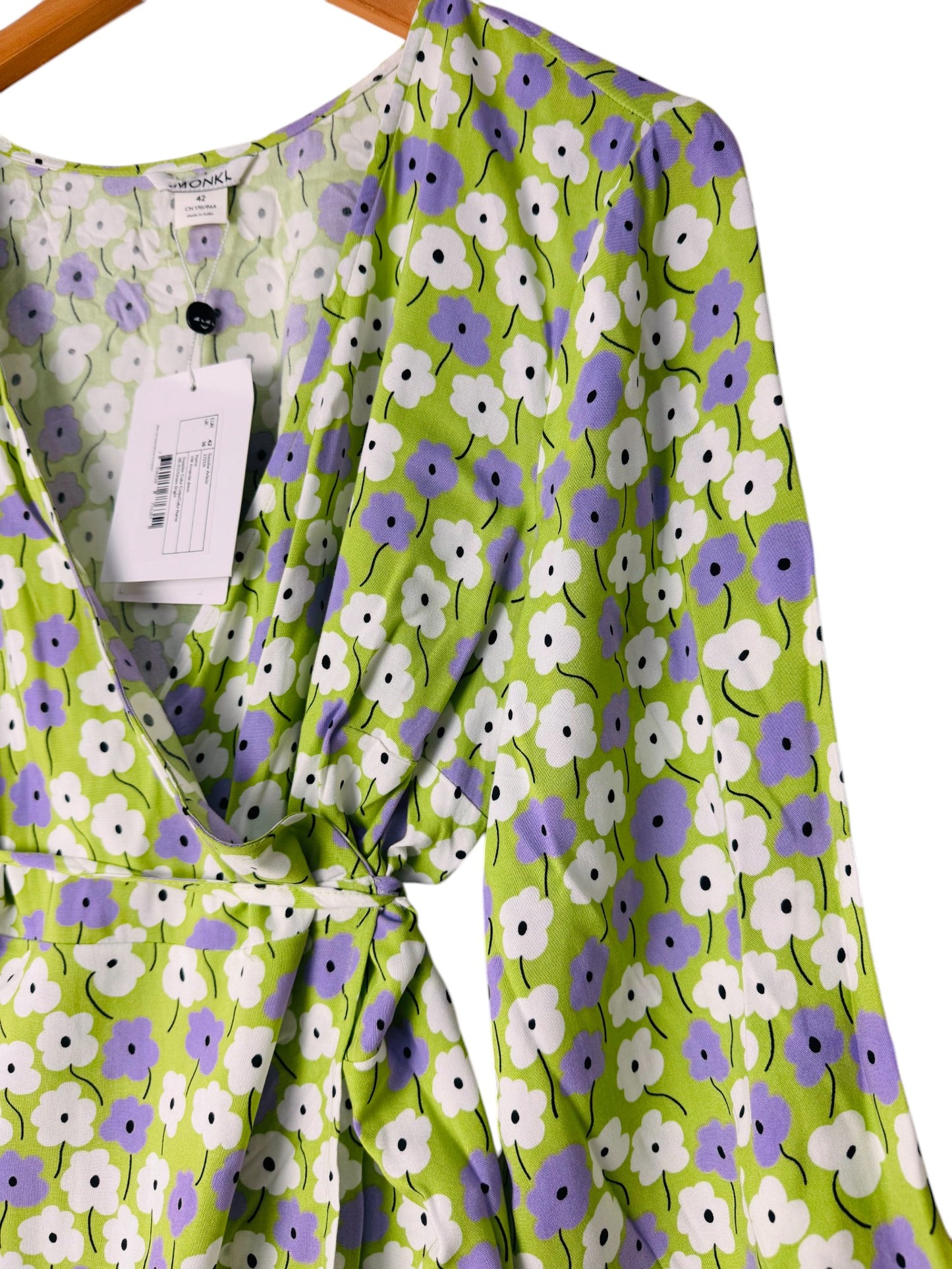 Monkl Green Floral Wrap Dress