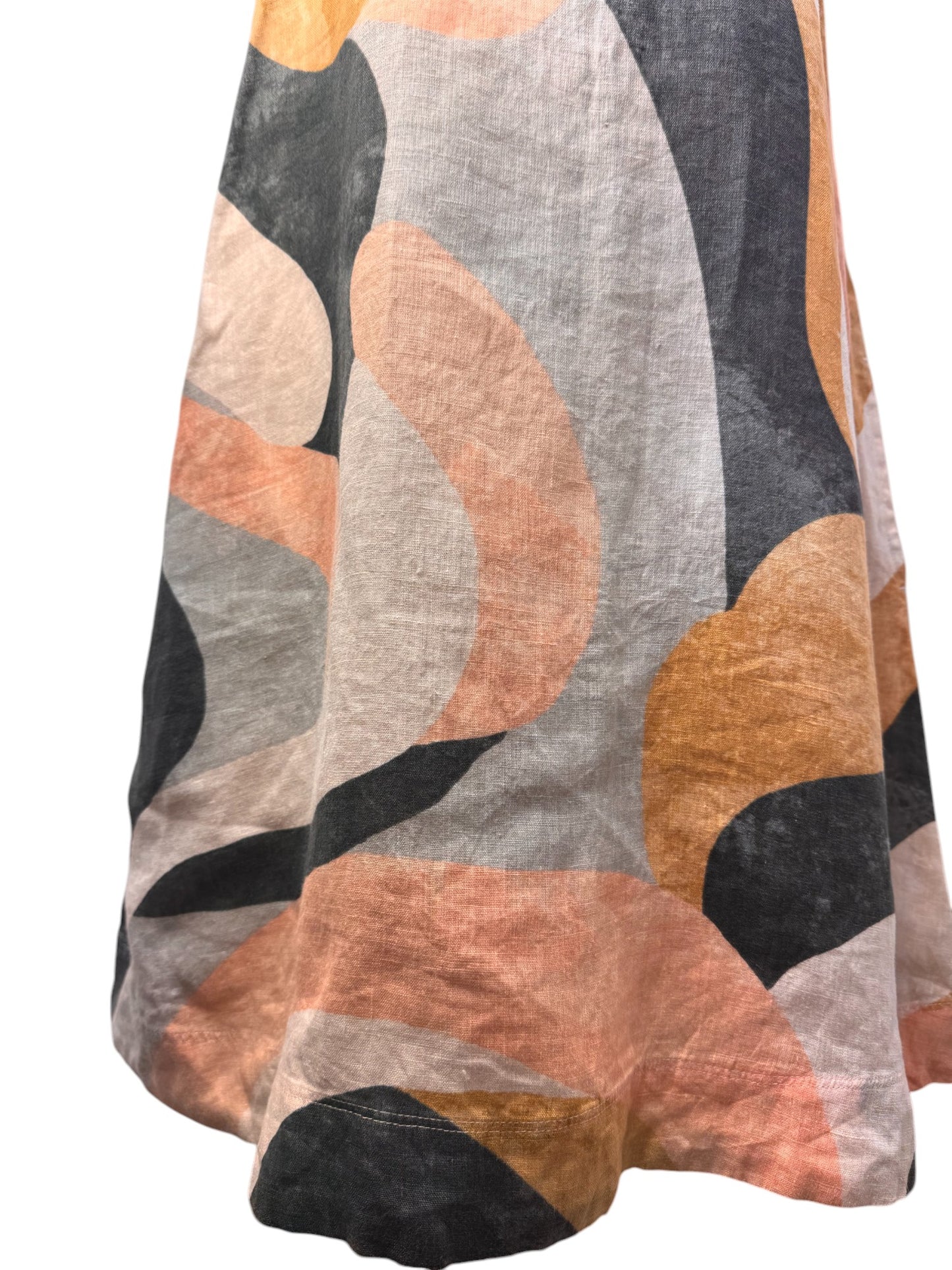 Rachel Zoe 100% Linen Abstract Print Tent Knee-Length Dress