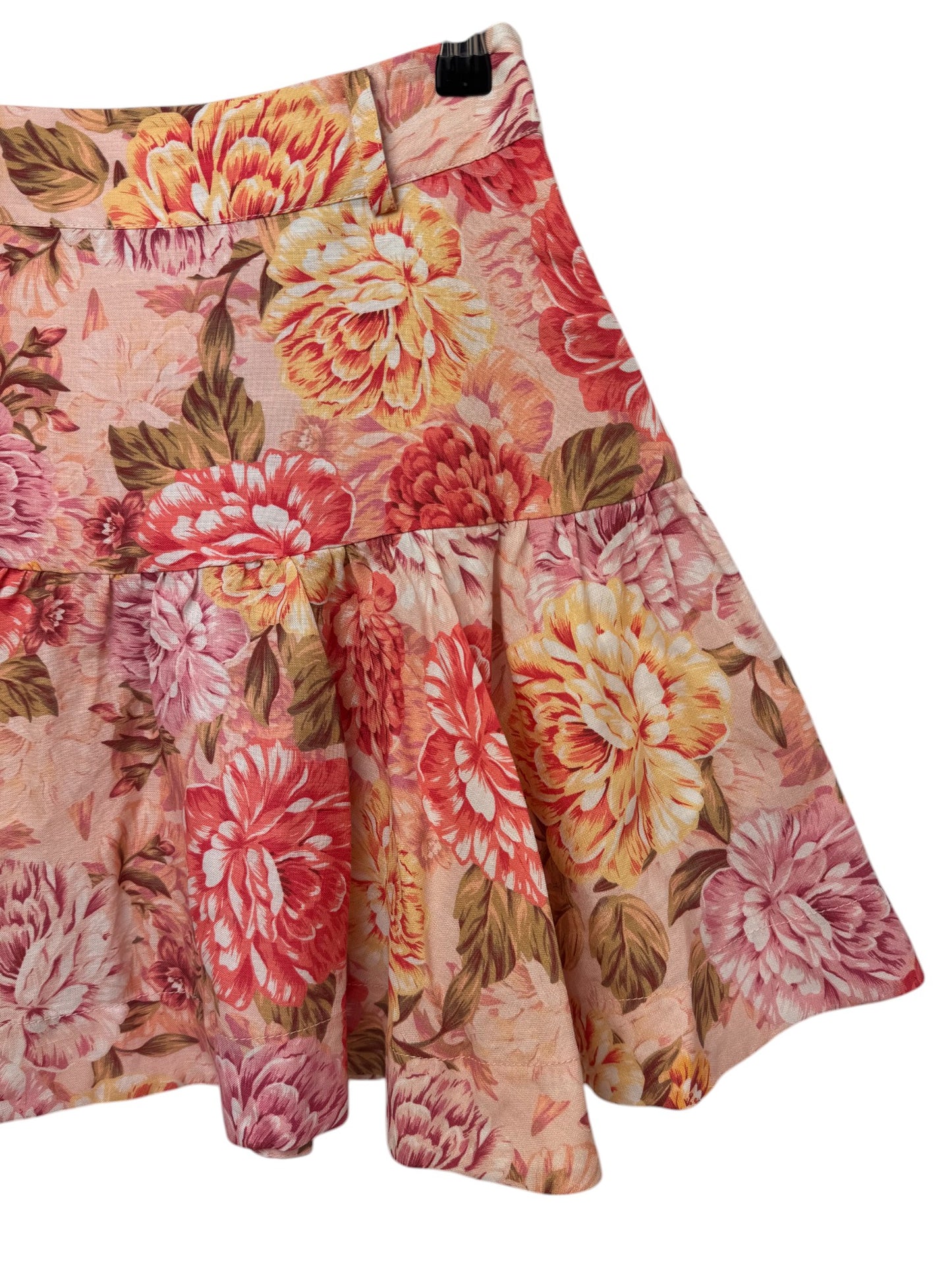 Portmans Floral Print Pink Flounce Skirt