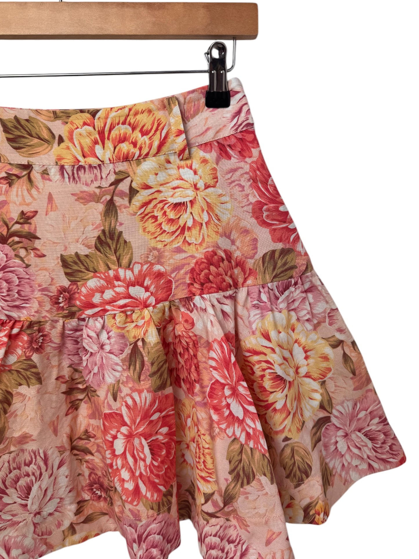 Portmans Floral Print Pink Flounce Skirt