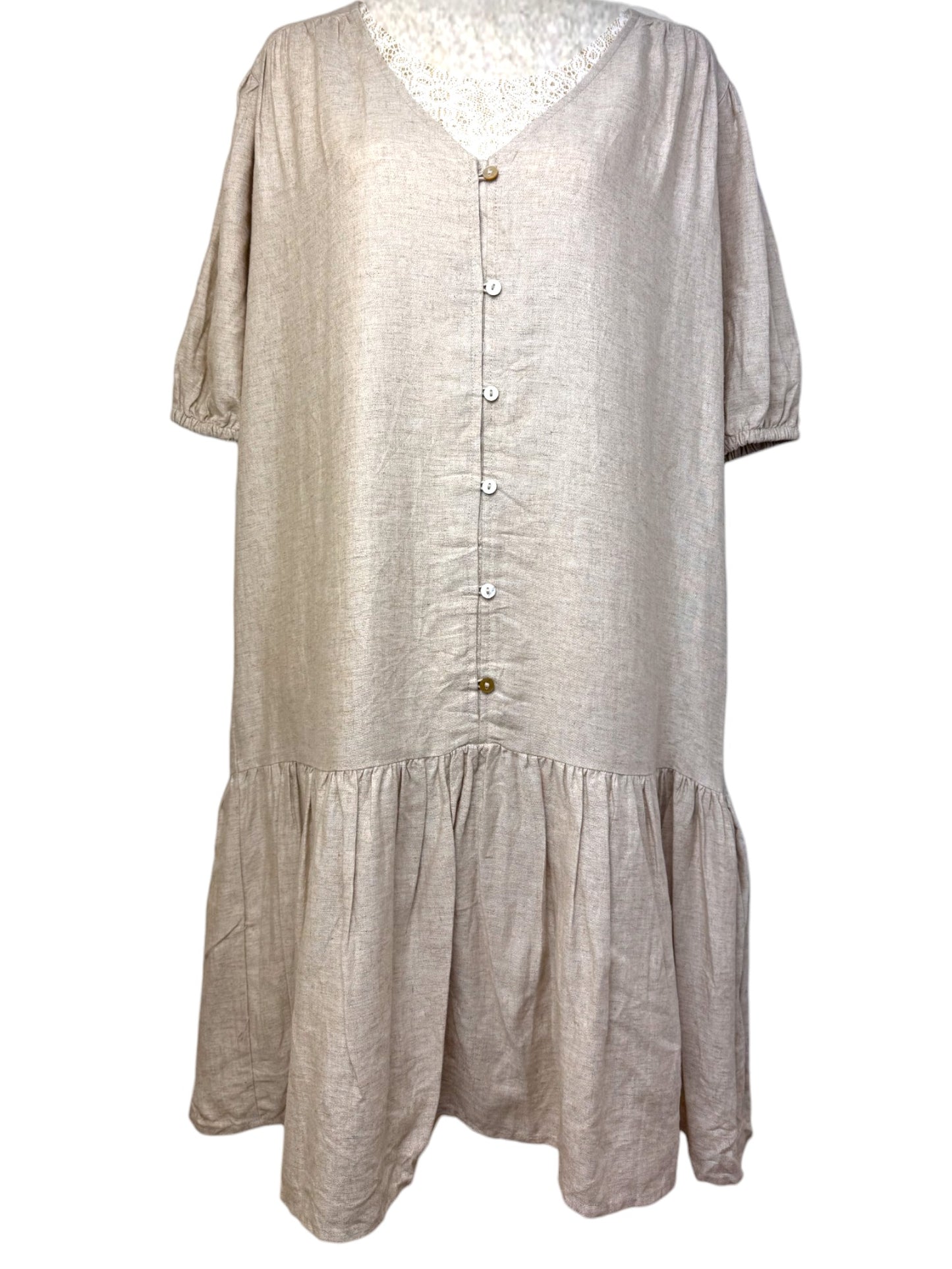Anko Oat-Colored Button-down Midi Dress