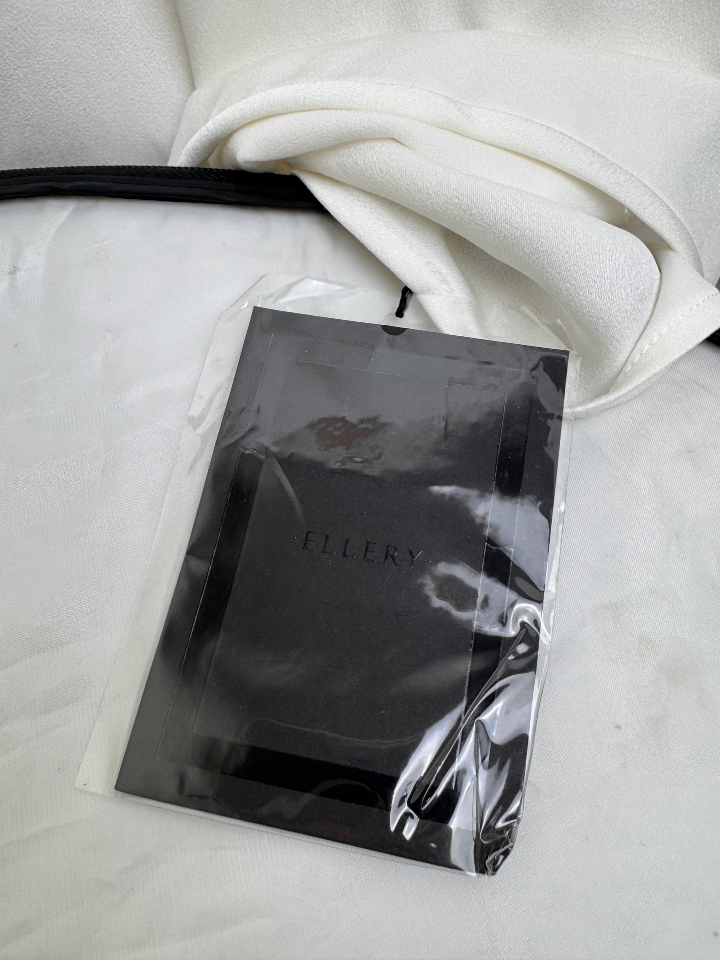 Ellery Chic White Tent Dress – Luxe with Statement Bell Tie Sleeves