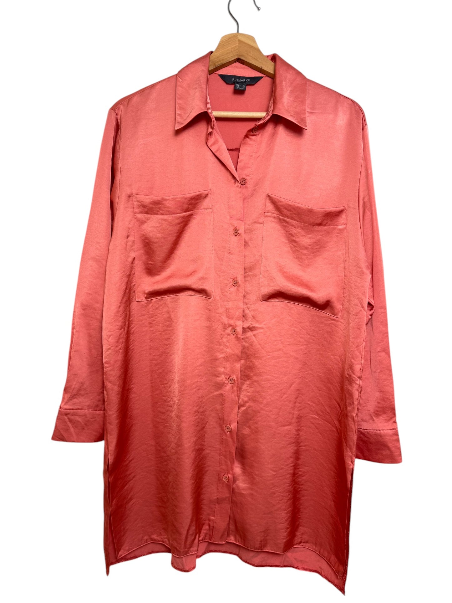 Primark Pink Silk-Texture Long Shirt