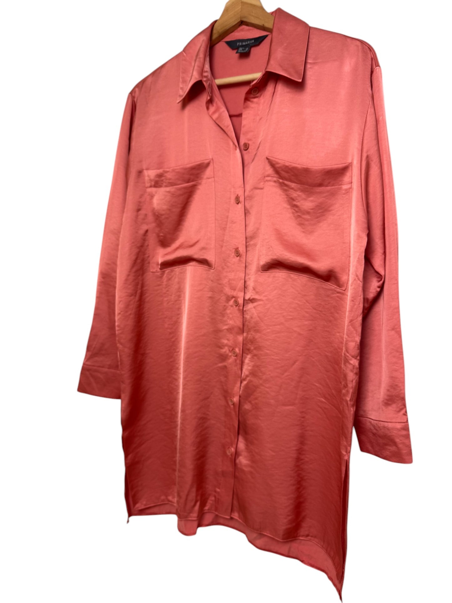 Primark Pink Silk-Texture Long Shirt