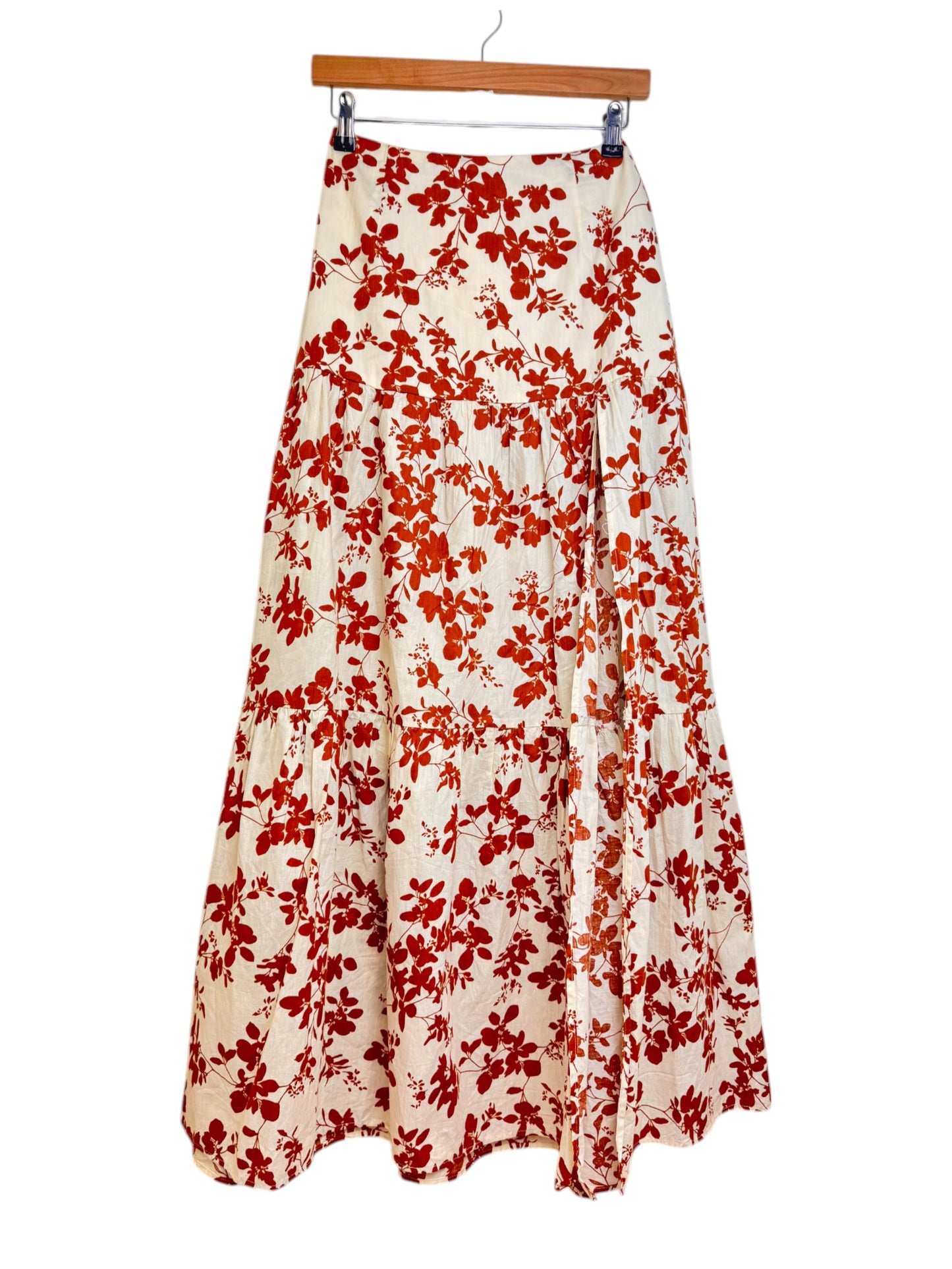 Showpo Layered Floral Maxi Skirt with High Slit