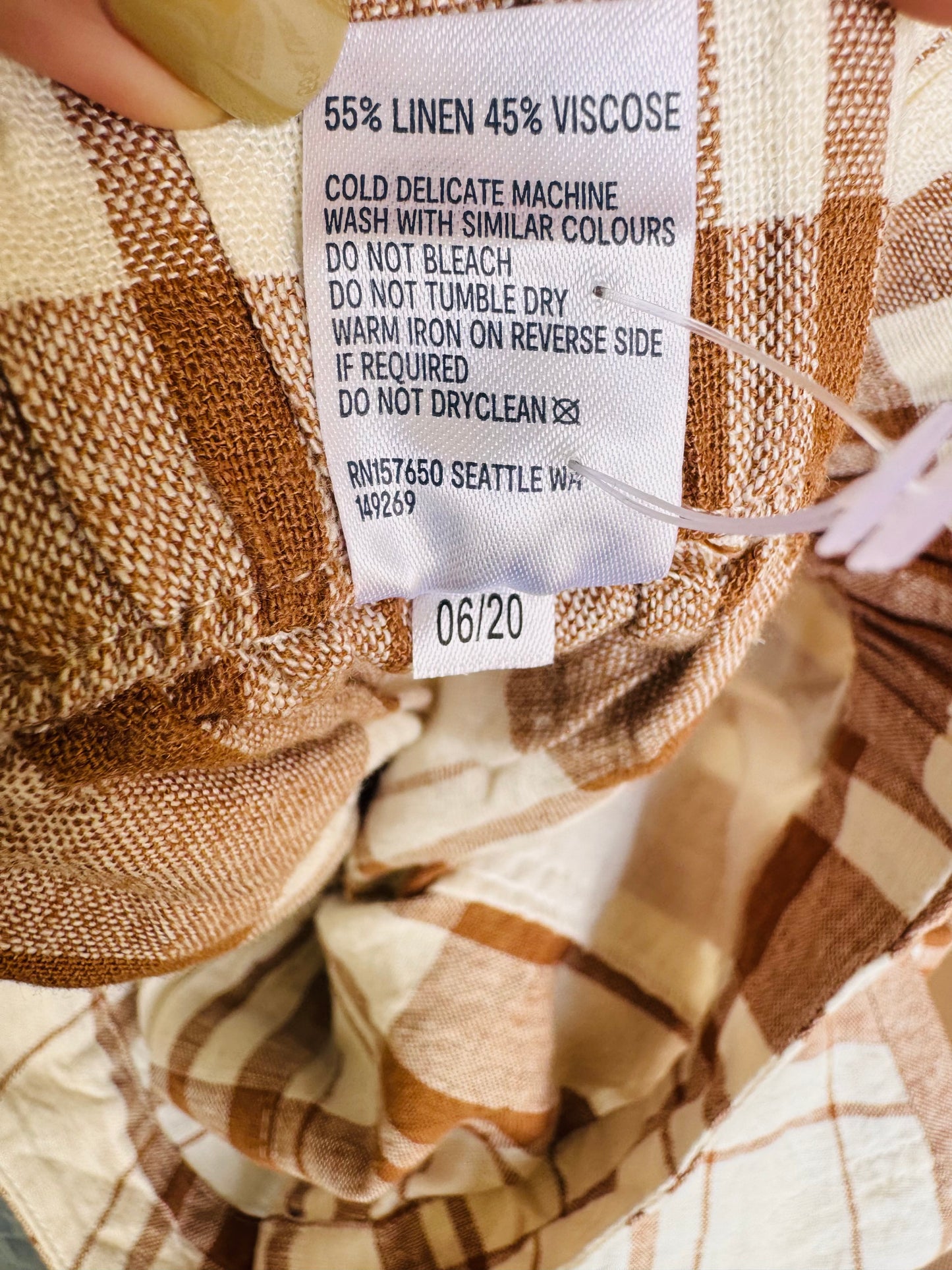 Brown & White Checked A-Line Button-Down Maxi Skirt