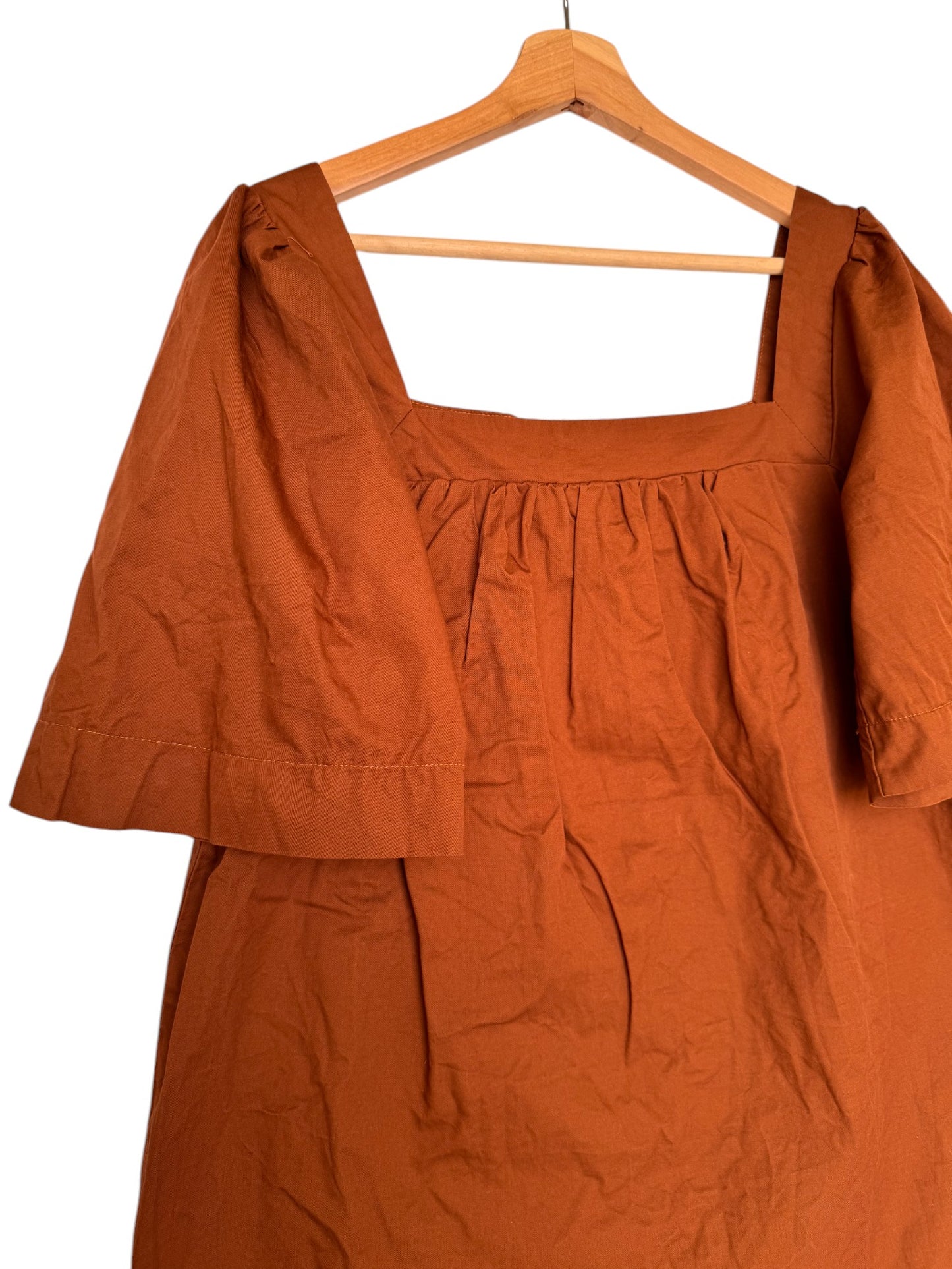 Madison The Label Terracotta Square-Neck Shift Dress