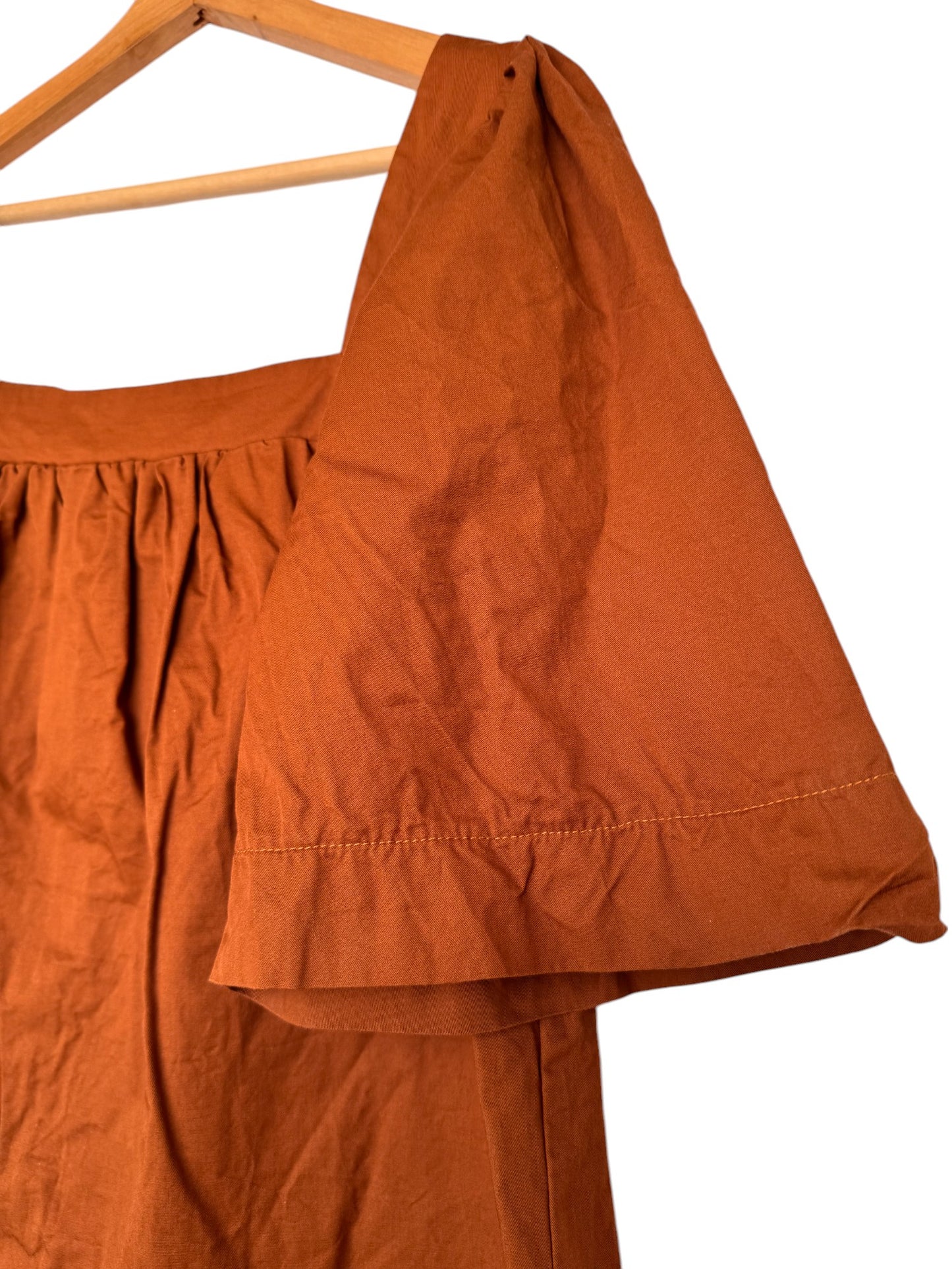 Madison The Label Terracotta Square-Neck Shift Dress