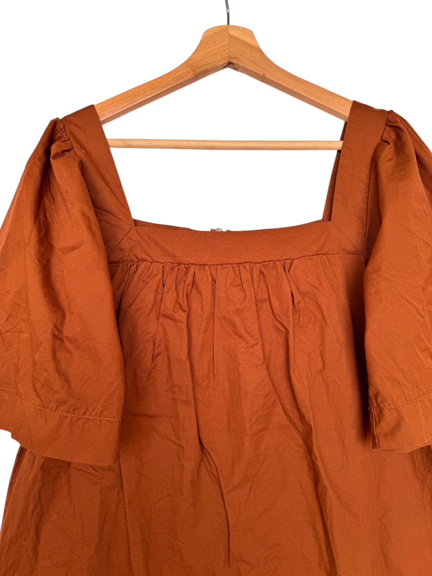 Madison The Label Terracotta Square-Neck Shift Dress